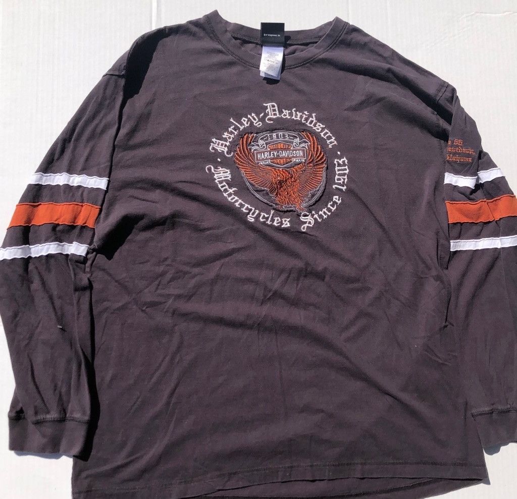 Harley Davidson Harley Davidson Long Sleeve T-Shirt XL Gray Orange Size US XL / EU 56 / 4 - 2 Thumbnail