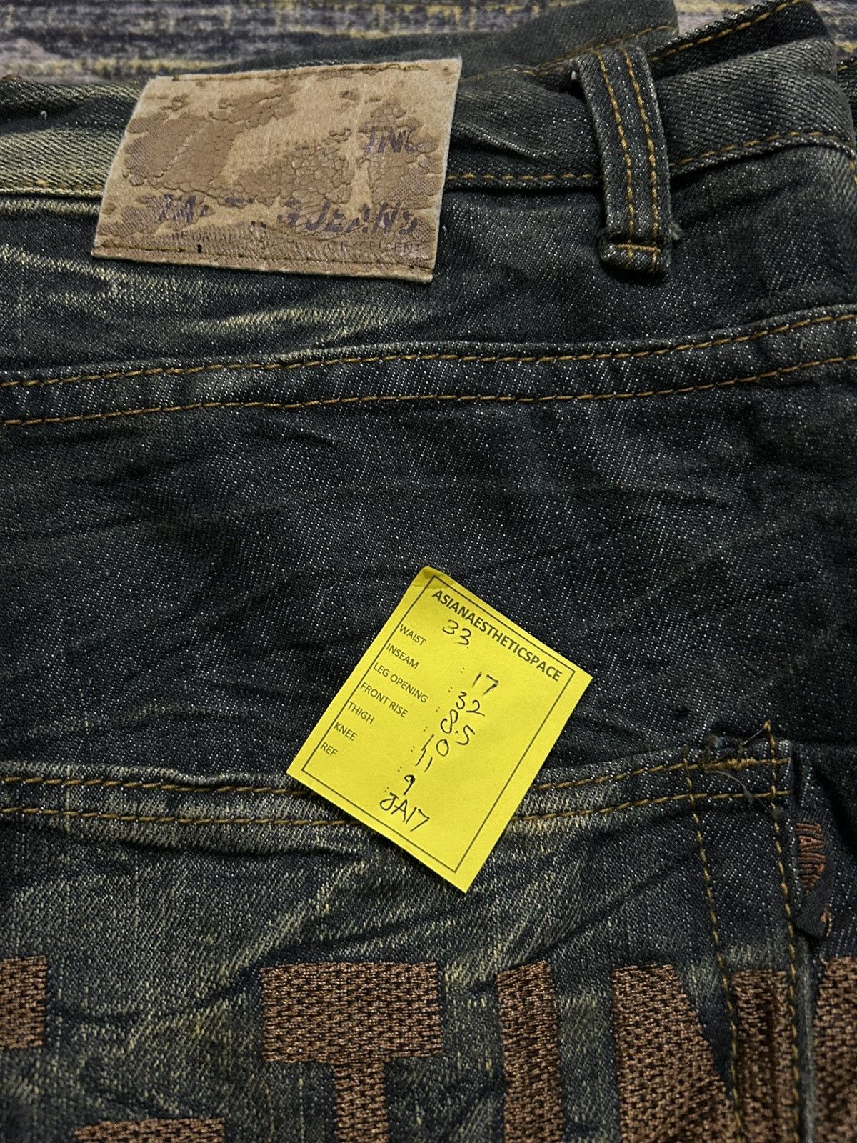 Le Grande Bleu (L.G.B.) Y2k Taiting Baggy Jeans Mud Washed Clawn Marks Size US 33 - 14 Thumbnail