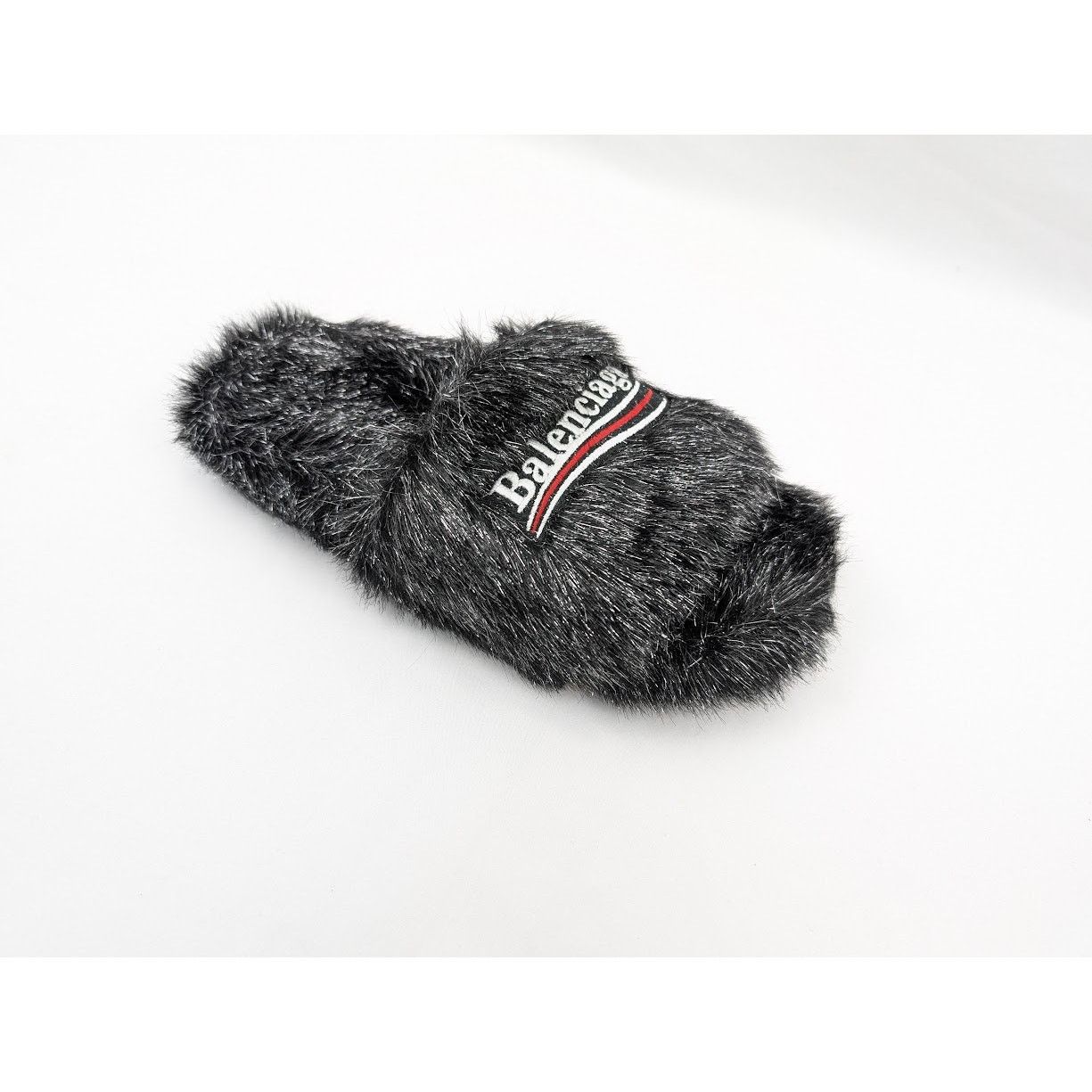Balenciaga o1rshd1 Furry Slide Metallic in Black/Silver/White/Red Size US 6 / IT 36 - 2 Thumbnail