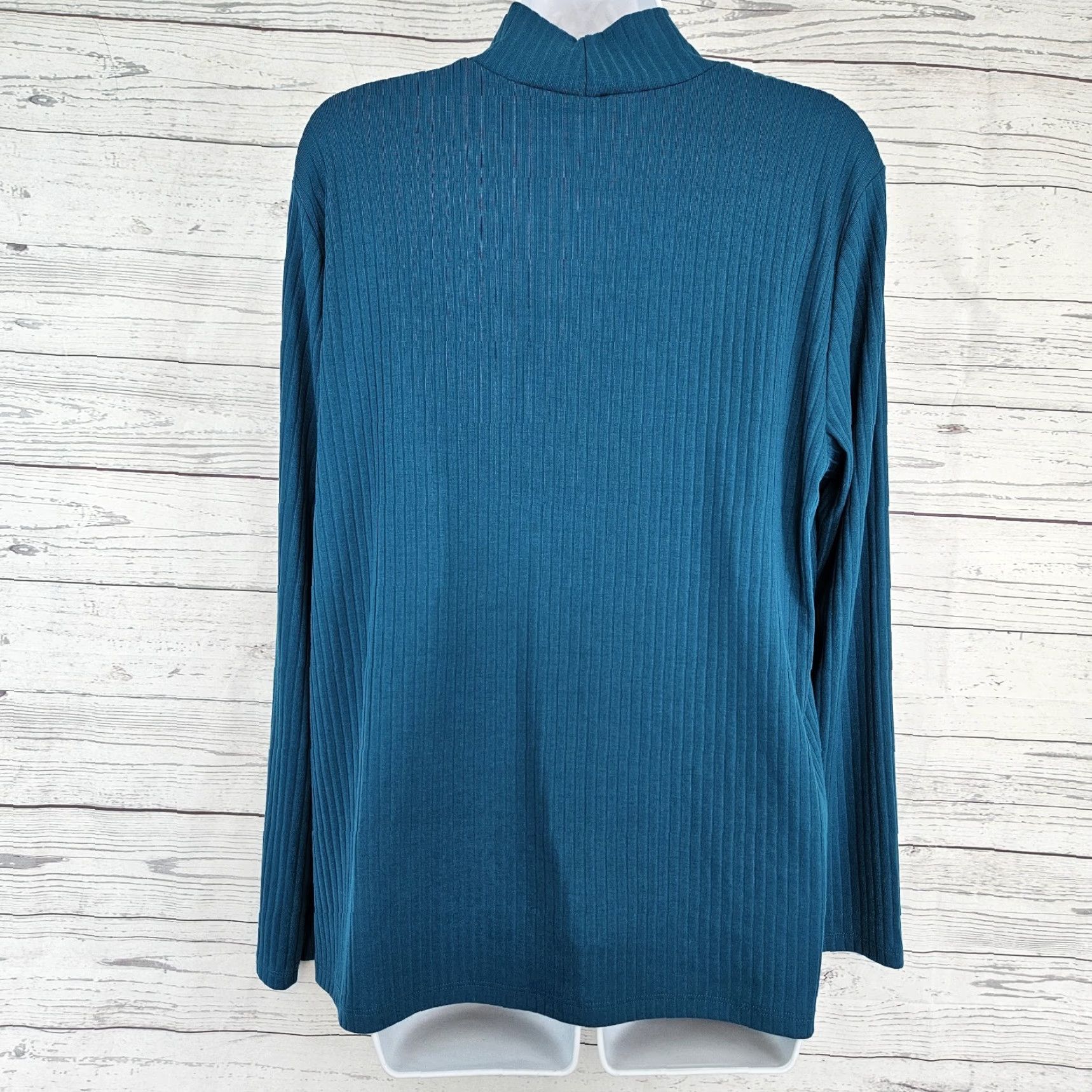 Lands' End Lands End Womens Ribbed Top XL Petite Blue Mock Neck Long Sleeve Shirt Womens XL Petite Blue Mock Neck Long Sleeve Lands' End Size XL / US 12-14 / IT 48-50 - 3 Thumbnail