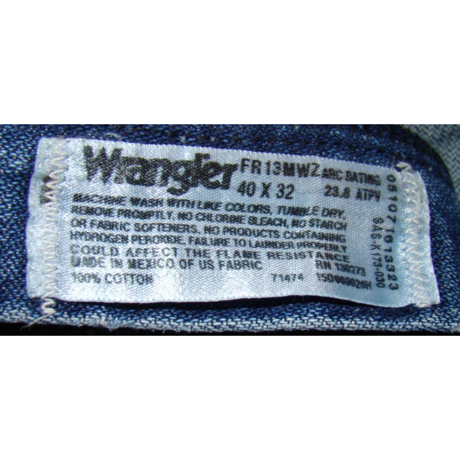 Wrangler Wrangler FR Mens 40 x 32 Jeans Flame Resistant Original Fit Workwear Denim Blue 5-Pocket Straight Mens Size US 40 / EU 56 - 6 Thumbnail