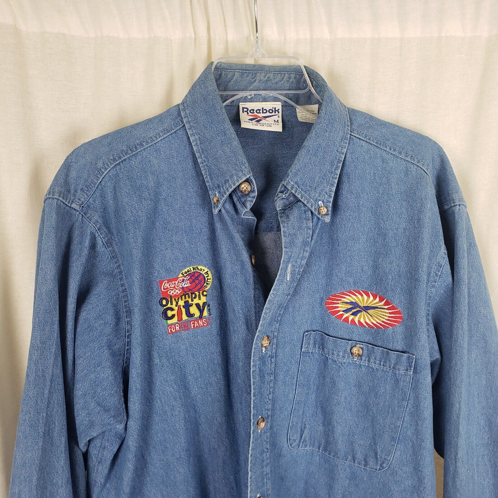 Reebok Reebok Olympic City Chambray Denim Blue Jean Button Shirt Size US M / EU 48-50 / 2 - 2 Thumbnail