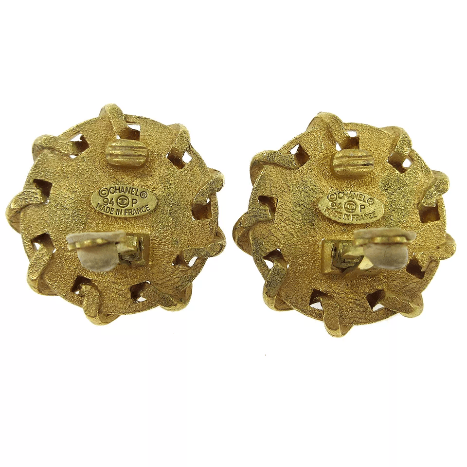 Chanel CHANEL CC Button Motif Earrings Gold Black Clip- Size ONE SIZE - 2 Thumbnail