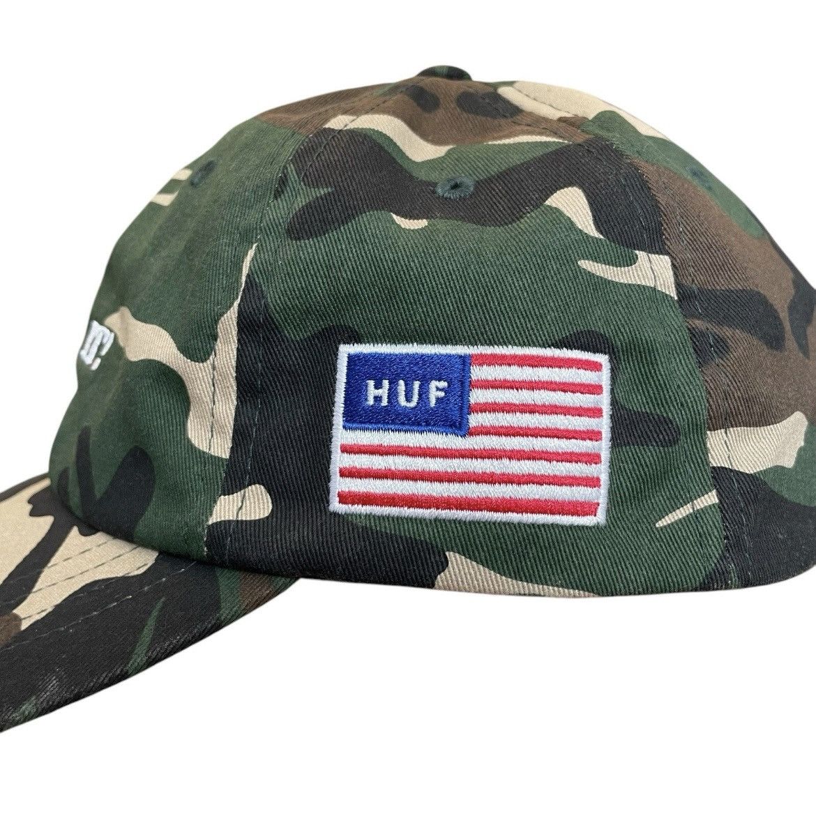 Huf HUF “F*CK IT!” Camo Strapback Hat USA Flag Patch OSFM Size ONE SIZE - 6 Thumbnail