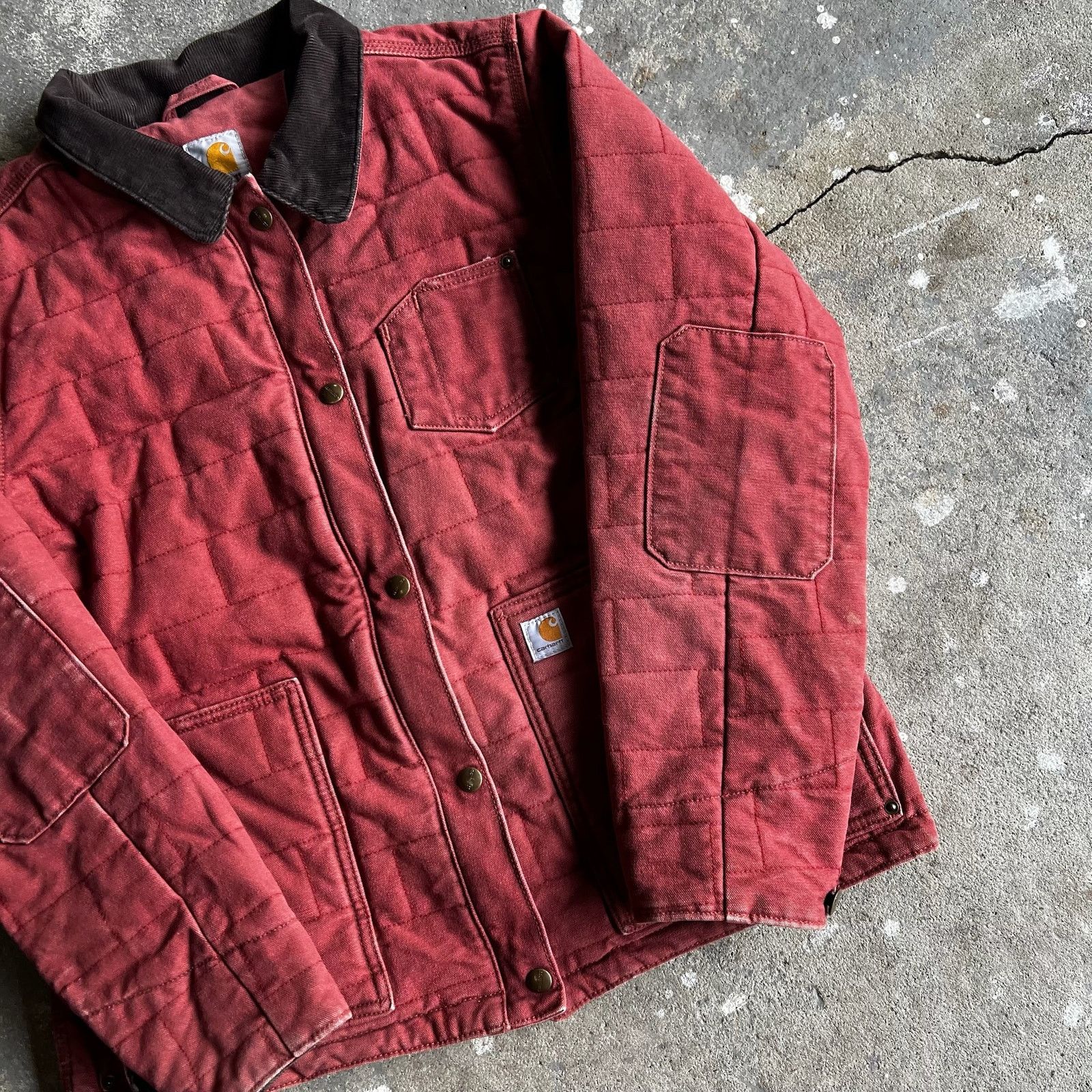 Carhartt × Vintage Carhartt WOMENS pink brick pattern work wear jacket Size US M / EU 48-50 / 2 - 2 Thumbnail