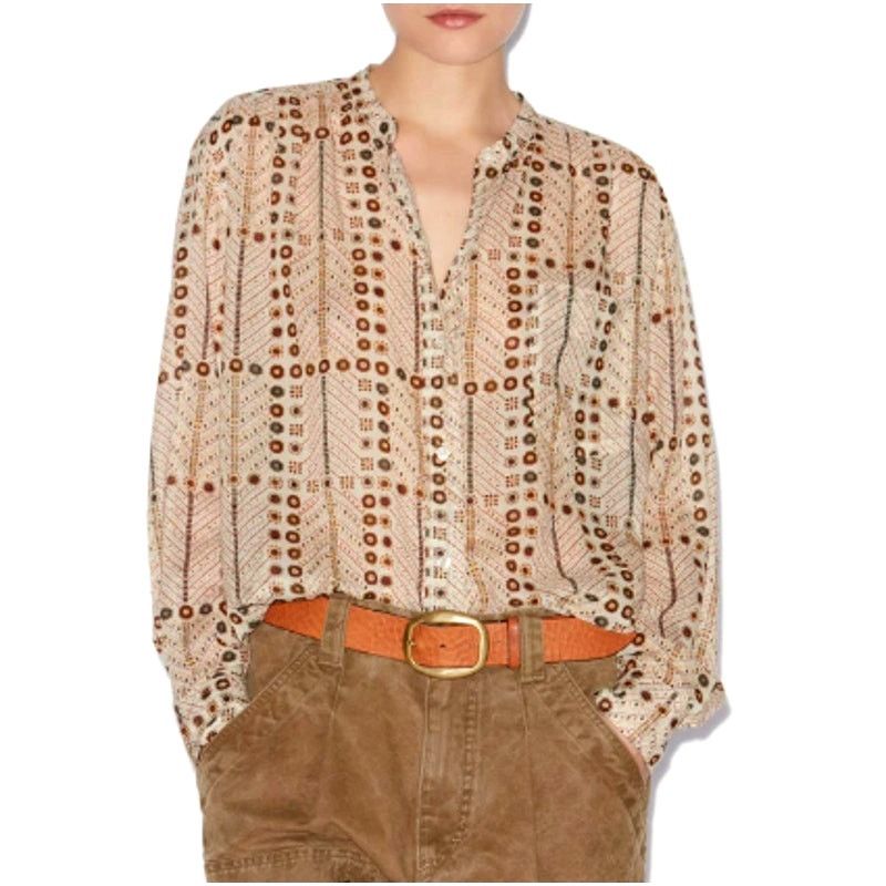 Isabel Marant Etoile Marant Etoile Ecru Mexika Printed Cotton Blouse 38 | Medium Size M / US 6-8 / IT 42-44 - 1 Thumbnail