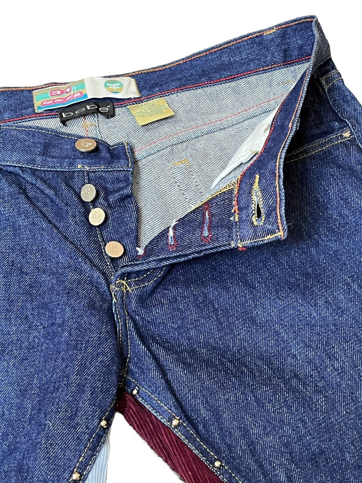 Japanese Brand sick🔥BEBE x KOSIUKO corduroy patchwork & bead flared jeans Size US 34 / EU 50 - 12 Thumbnail