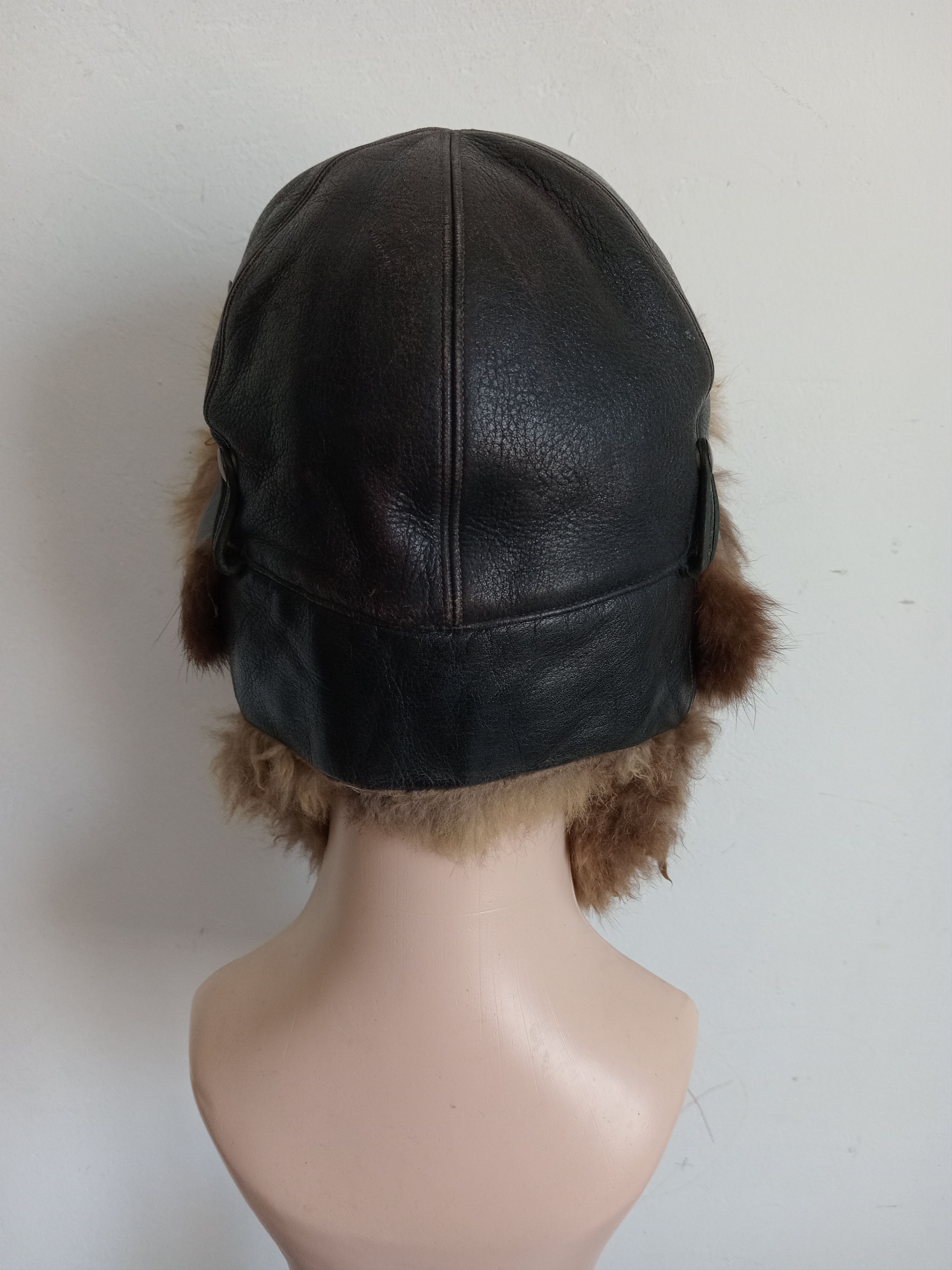 Genuine Leather × Vintage Vintage Faux Fur Pilot Aviator Flight leather Hat Size ONE SIZE - 6 Thumbnail