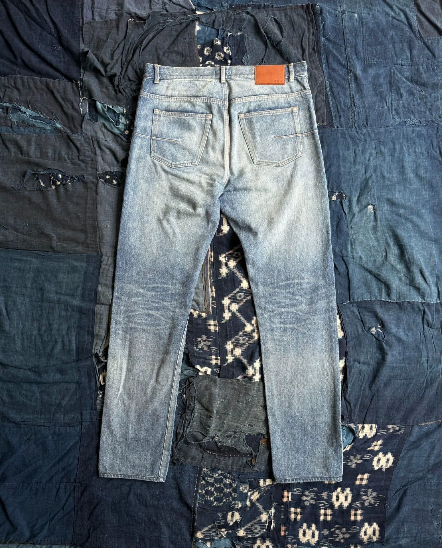 Dior DIOR Washed Distressed Straight Leg Jeans Orange 31 Size US 31 - 2 Thumbnail