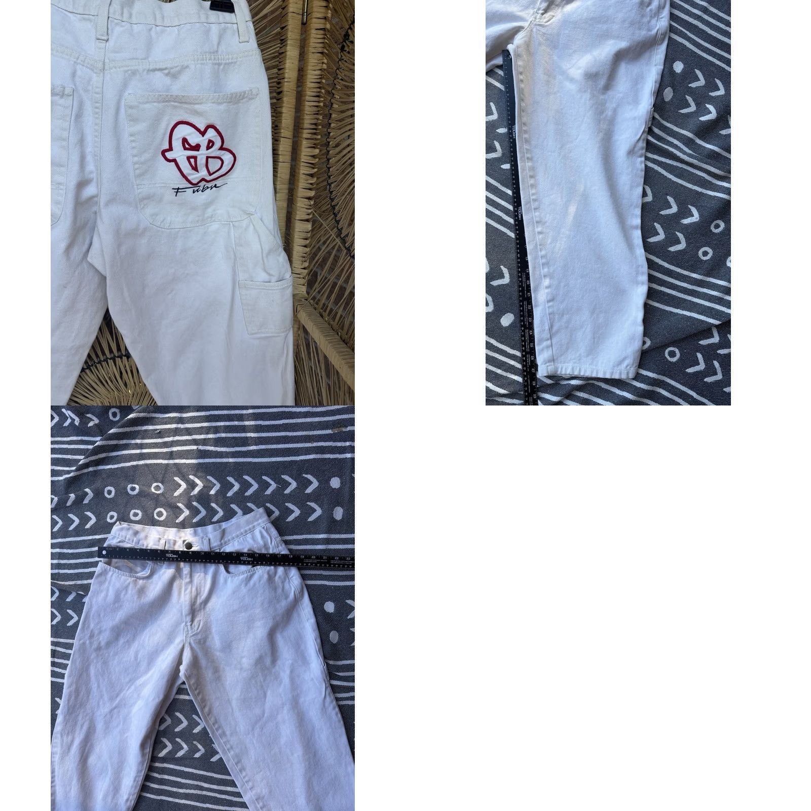 Fubu VINTAGE FUBU Jeans Hip Hop Wide-Leg Beige 36 Mens 32x28 Regular Style Relaxed Carpent er Pants Size US 36 / EU 52 - 8 Thumbnail