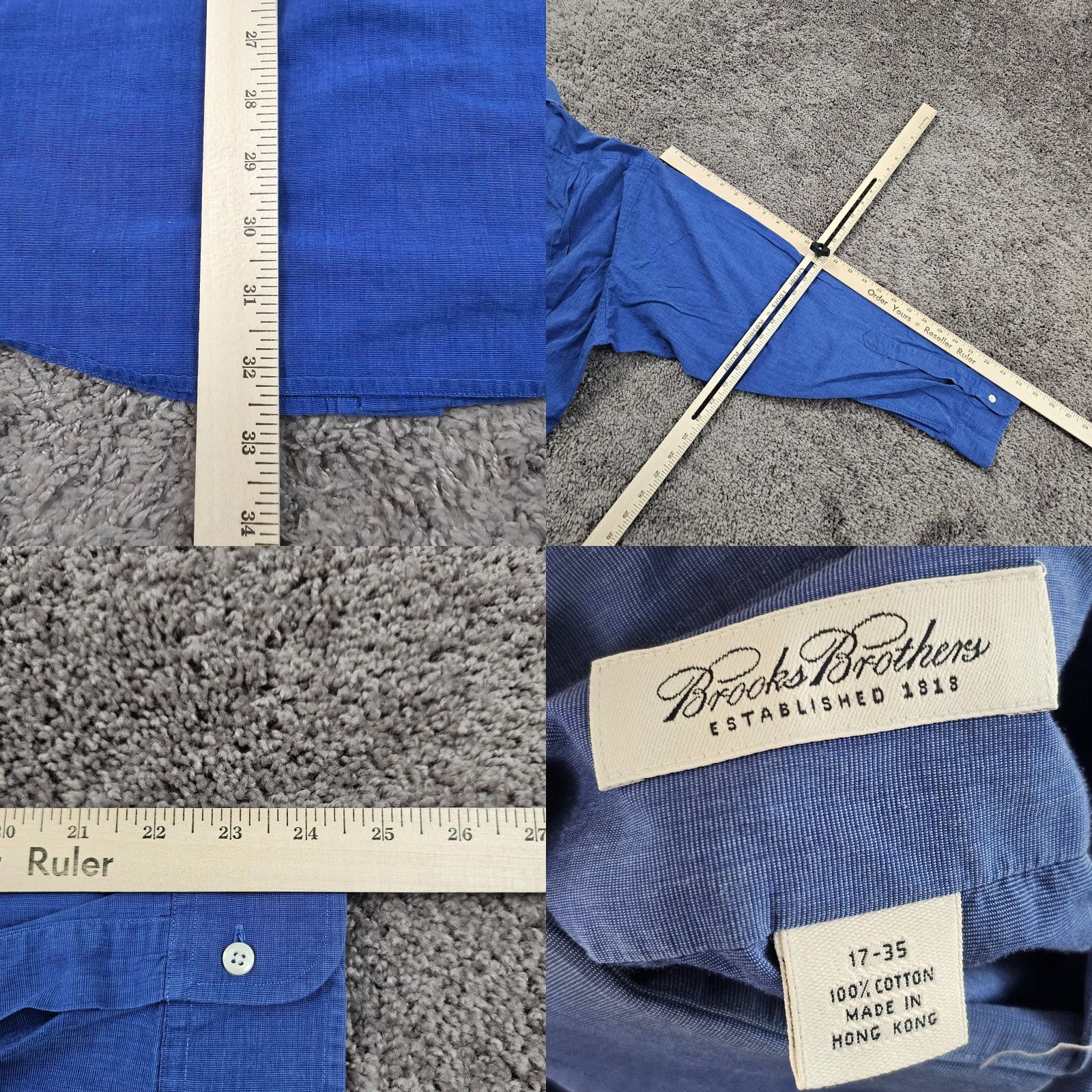 Brooks Brothers VINTAGE Brooks Brothers Button-Up Shirt Mens XL Blue Long Sleeve 100% Cotton Solid Pocket Size US XL / EU 56 / 4 - 8 Thumbnail