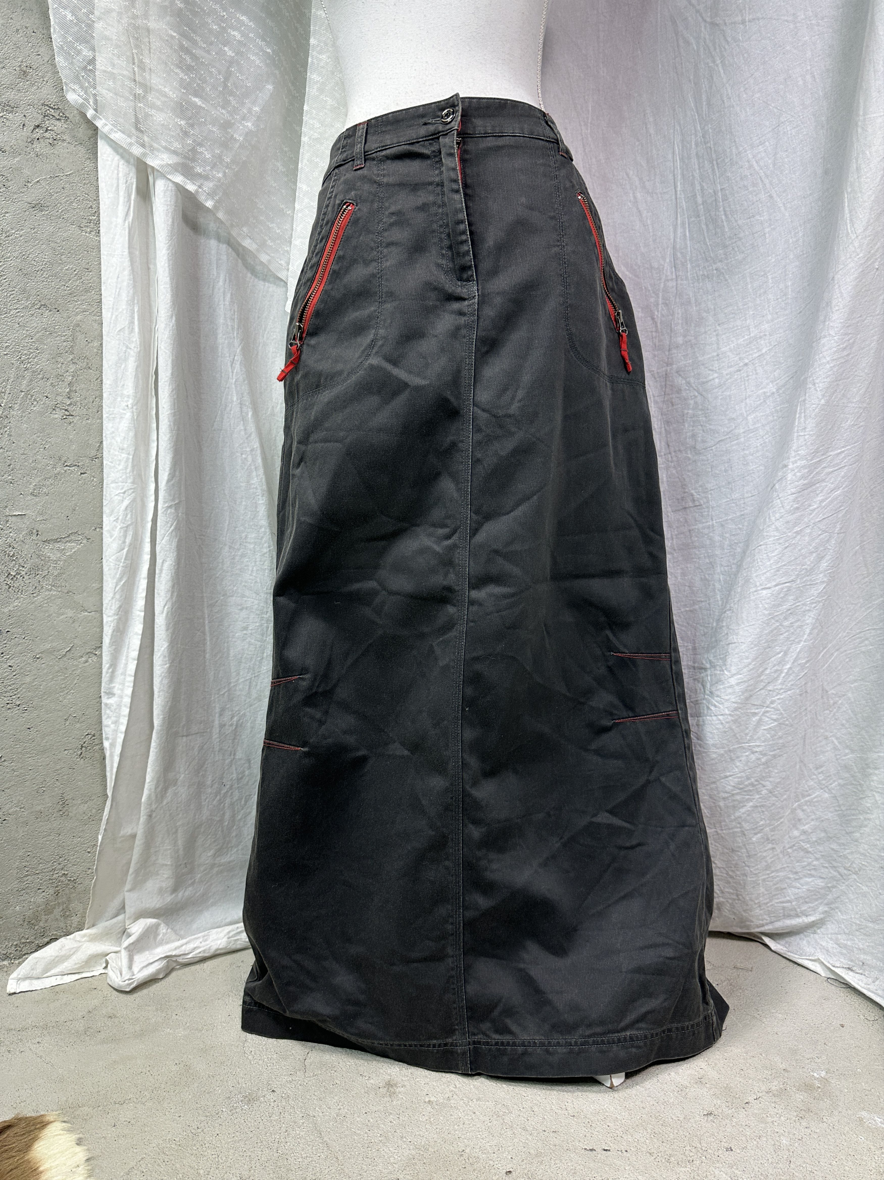 Vintage Vintage Avant Garde Denim Cyber Maxi Jeans Skirt Y2K Size 27" / US 4 / IT 40 - 1 Thumbnail