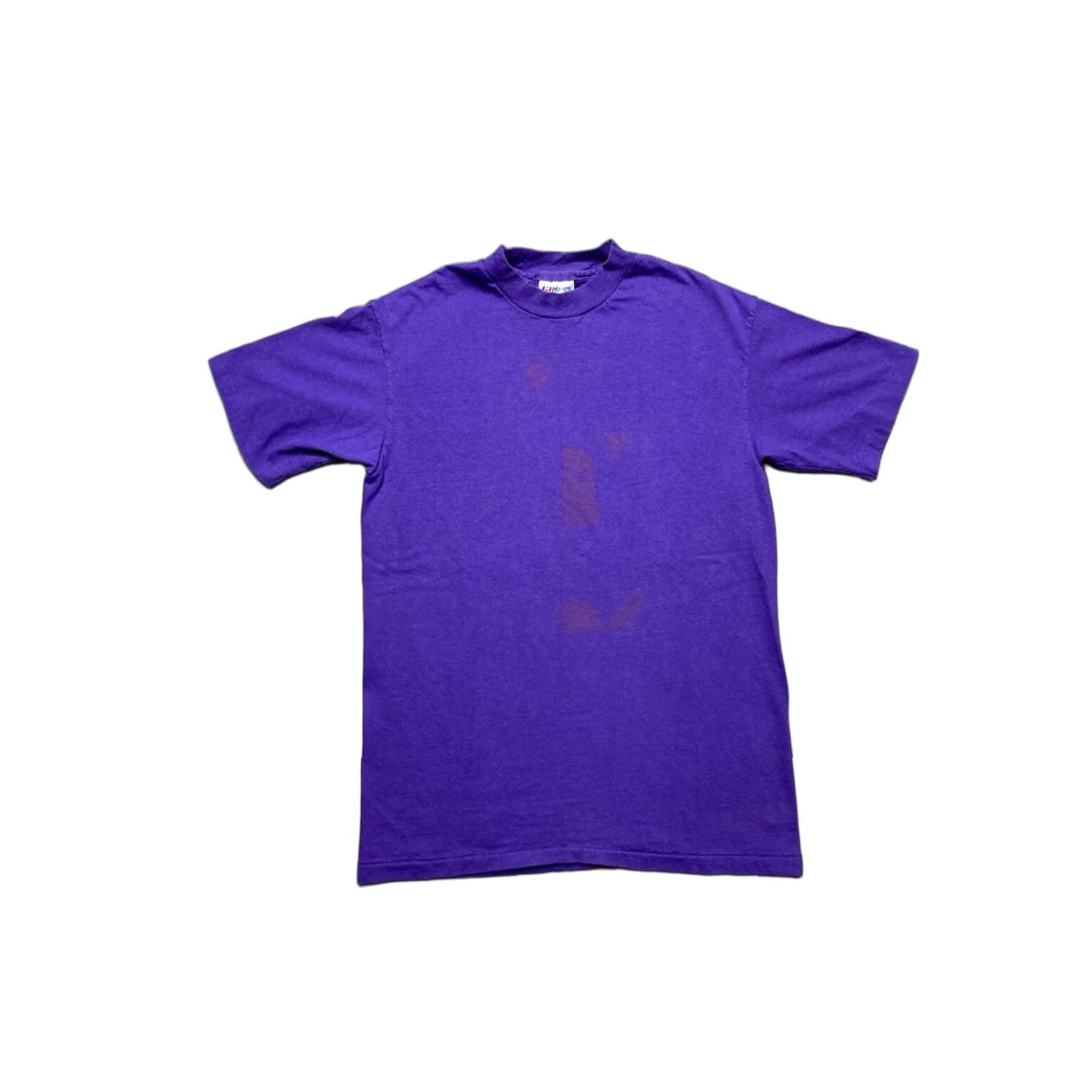 Hanes VINTAGE 80s T-Shirt Hanes Purple Plum Cotton Medium Mens Regular M 80s Theme Blank Single Stitch faded soft Size US M / EU 48-50 / 2 - 1 Thumbnail