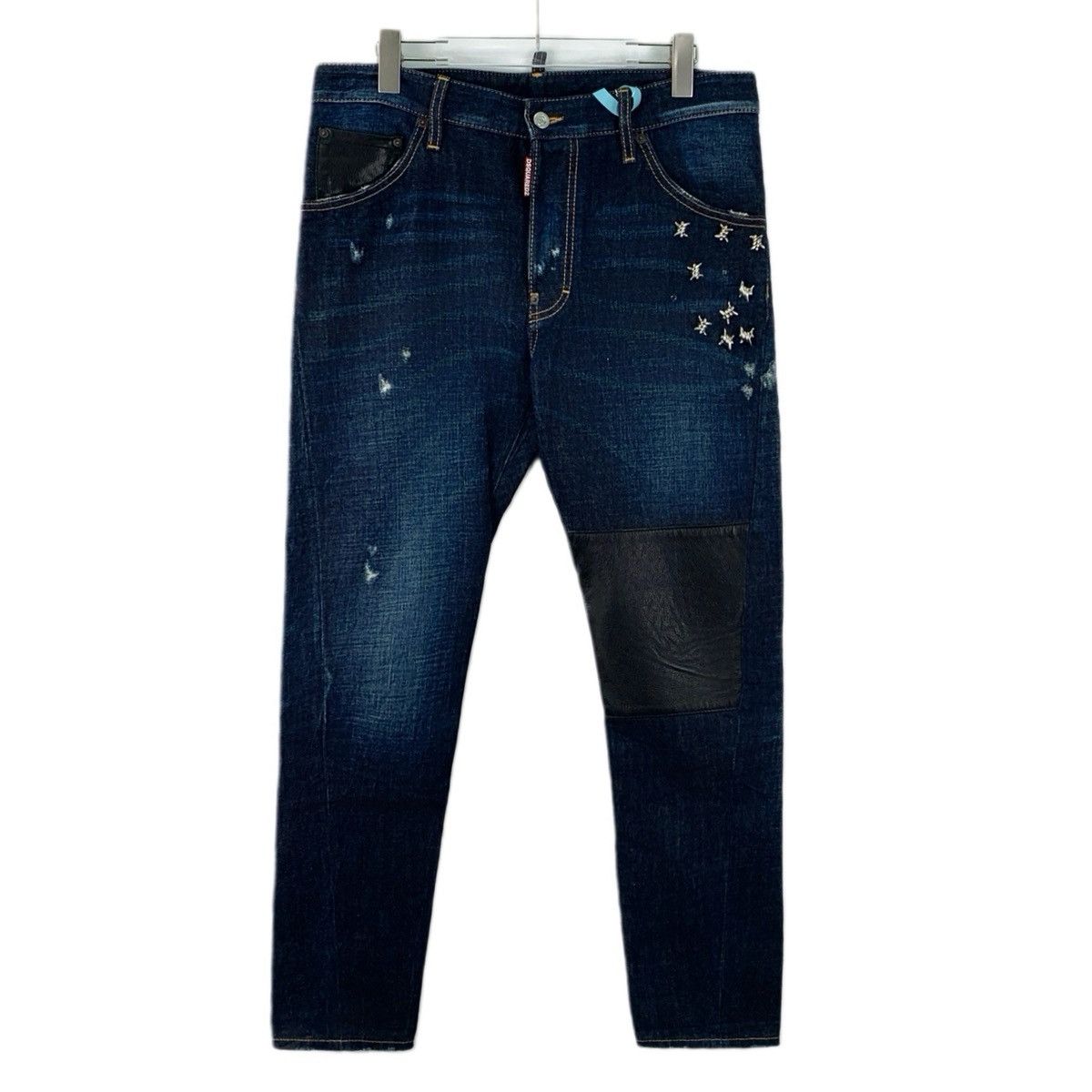 Dsquared2 Dsquared2 Dark Blue Studded Cotton Casual Denim Pants K26WX Size US 34 / EU 50 - 1 Thumbnail