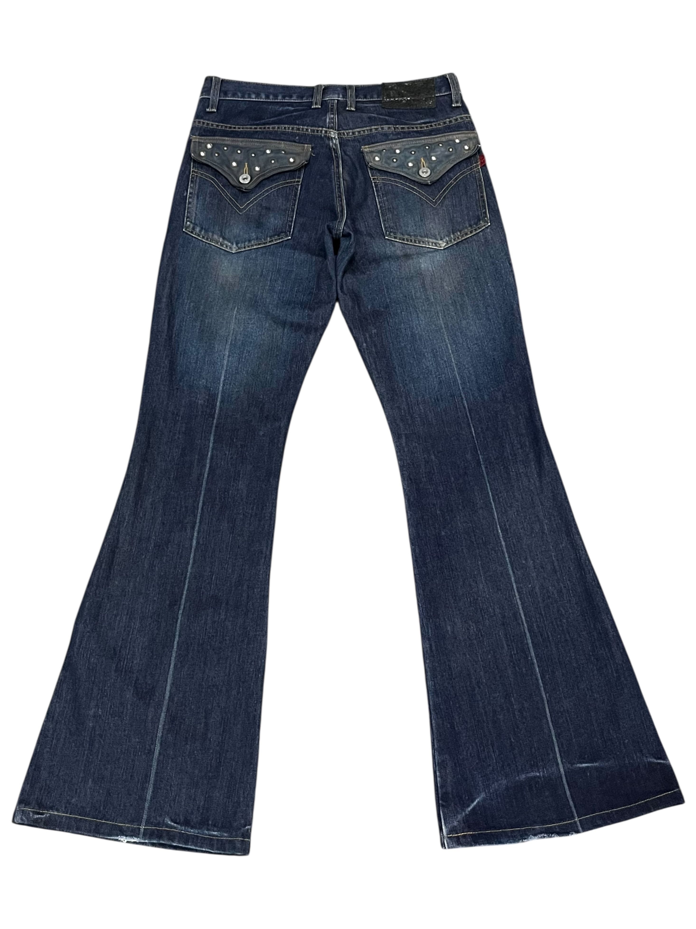 Morgan Homme Morgan Homme Vintage Studded Charcoal Super Flare Jeans Size 28" / US 6 / IT 42 - 3 Thumbnail