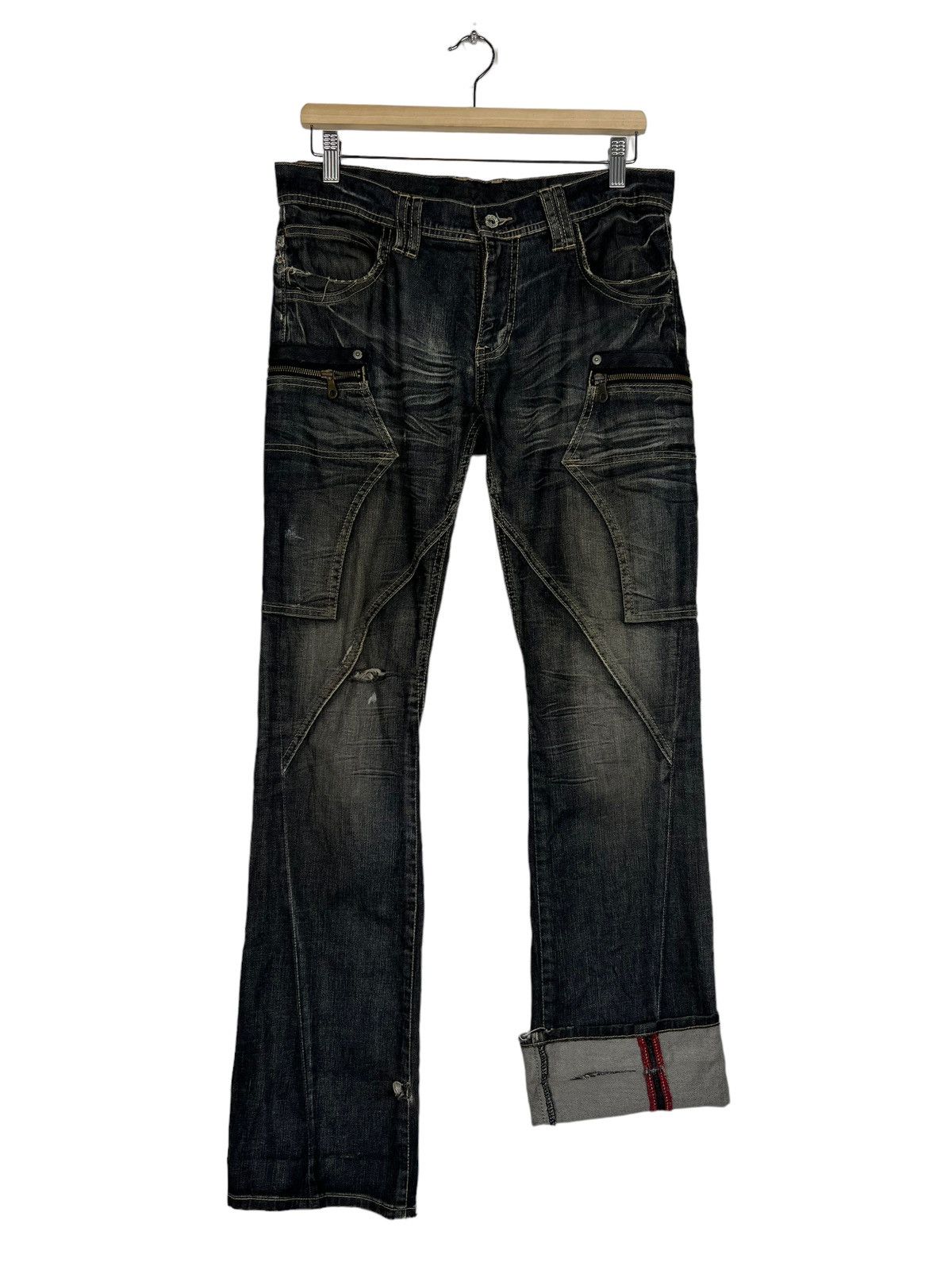 If Six Was Nine 🔥 MICHEL KLEIN ASYMMETRIC CARGO DENIM JEANS Size US 32 / EU 48 - 9 Thumbnail