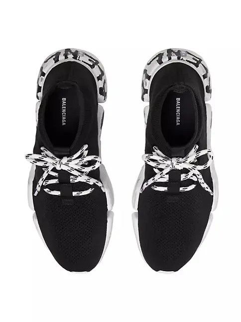 Balenciaga o1mt1gz0125 Speed 2.0 Lace-Up Graffiti Knit Sneakers Size US 13 / EU 46 - 5 Thumbnail