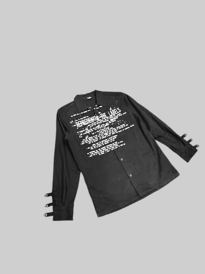 Japanese Brand Badger Anarchy Poem Seditionaries Distressed Button Up Shirt Size US L / EU 52-54 / 3 - 2 Thumbnail