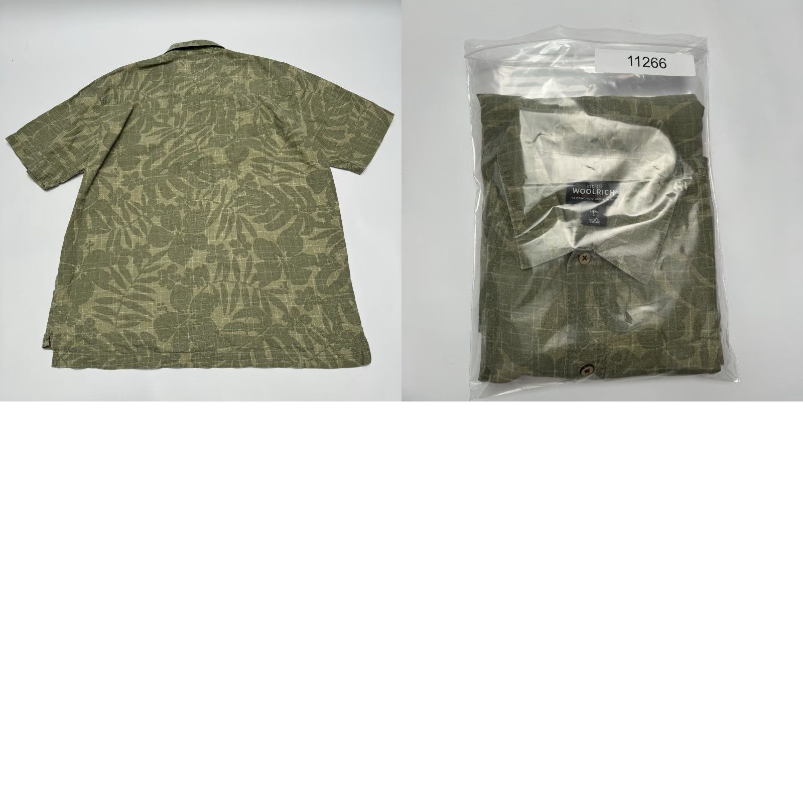 Vintage VINTAGE Woolrich Men's Button-Up Shirt L Green Linen Blend Clover Leaves Floral Short Sleeve Button-Down Collared Crew (if 90s not included) Size US L / EU 52-54 / 3 - 8 Thumbnail