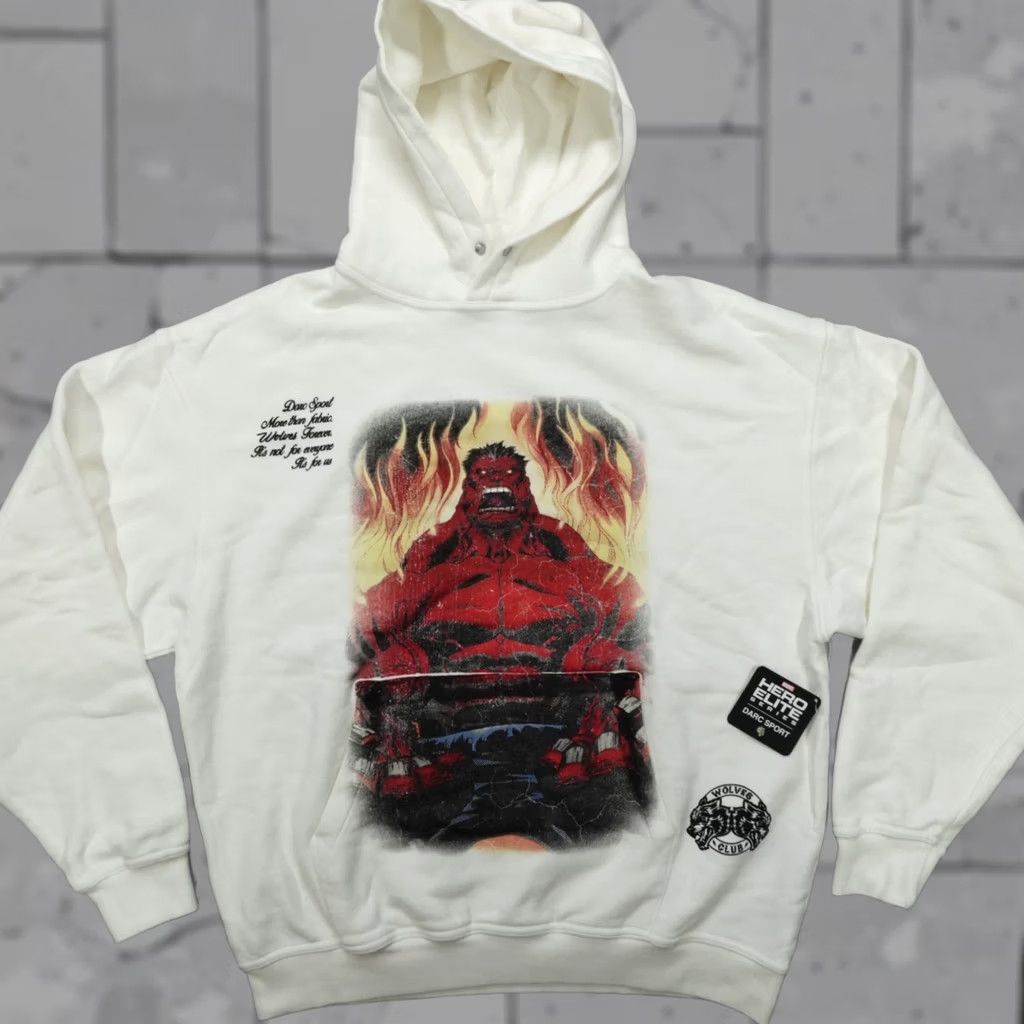 Darc Sport Darc Sport Marvel Red Hulk Pierce Hoodie Cream Men's M Relaxed Fit Hoodie Pullover Logo Graphic Print Sweatshirt Ips? Size US M / EU 48-50 / 2 - 1 Thumbnail