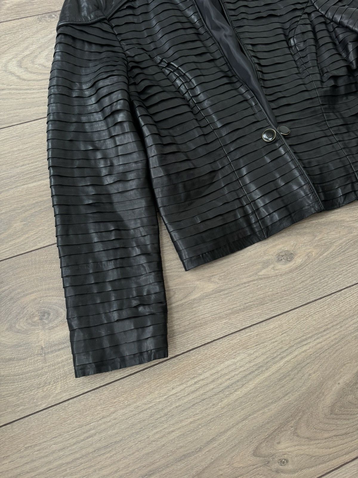 Reiss REISS Leather Jacket Avant-Garde Panelled Design Minimalist Size L / US 10 / IT 46 - 2 Thumbnail