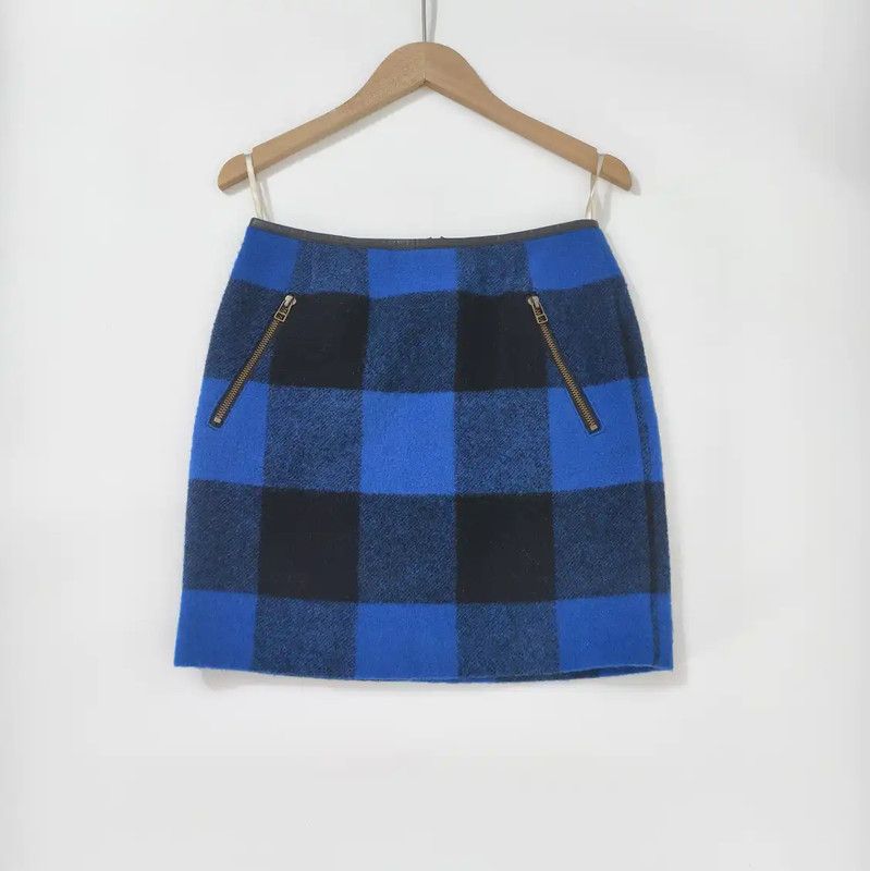 Burberry Burberry Black and Blue Check Wool Mini Skirt Size 23" - 1 Thumbnail