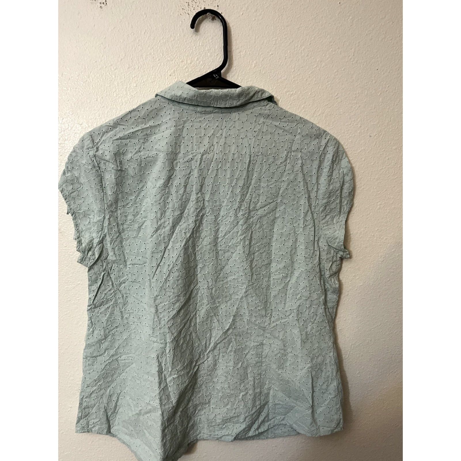 Vintage VINTAGE Apostrophe Blue Button-Up Shirt Women's Petite XL Short Sleeve Collared Solid Casual Regular Fit Size XL / US 12-14 / IT 48-50 - 3 Thumbnail