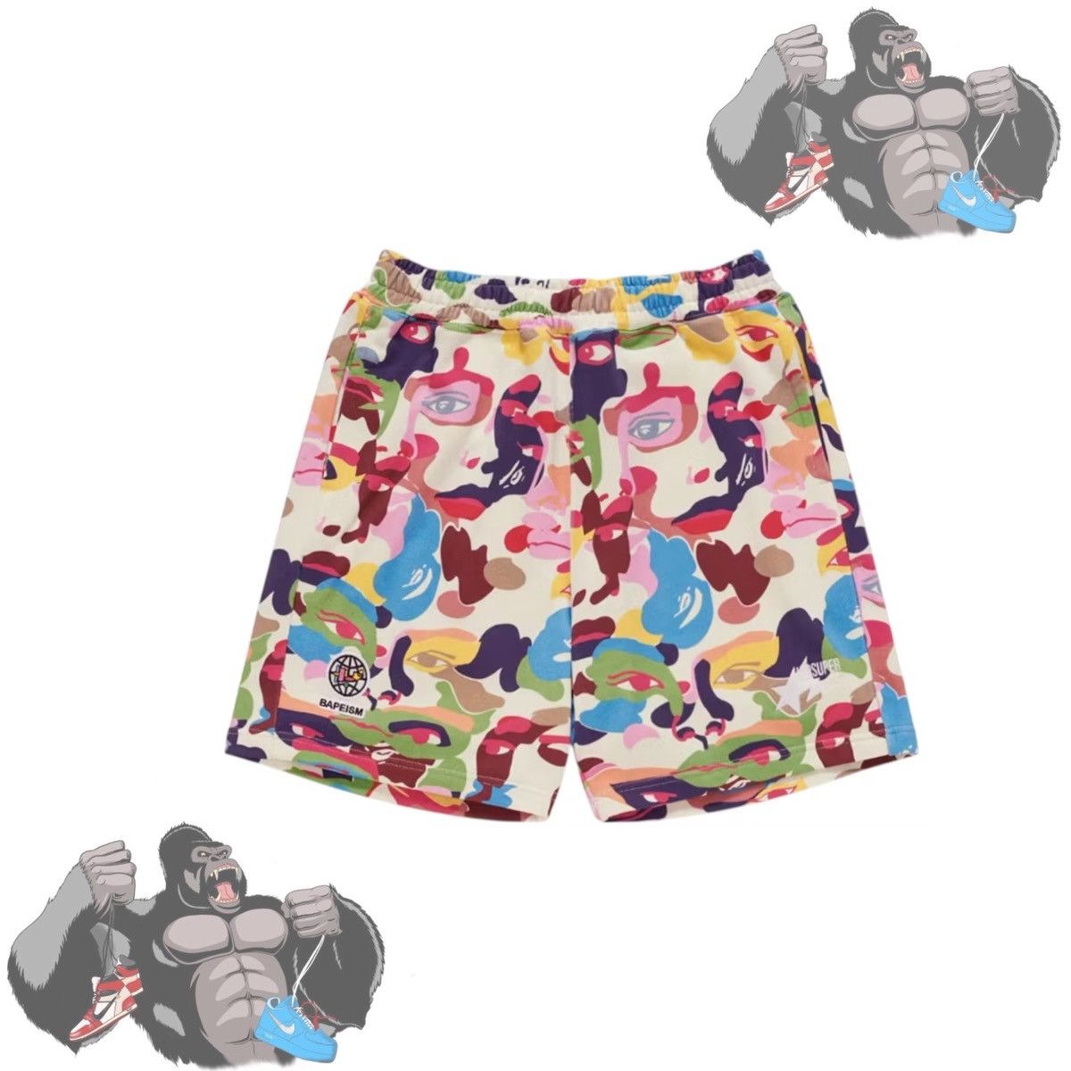 BAPE x KidSuper Camo Sweat Shorts Multicolor
