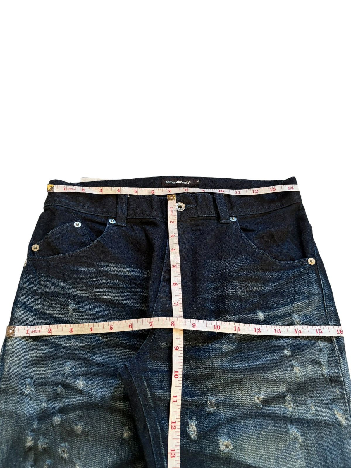 Japanese Brand × Seditionaries × semanticdesign Vintage Semantic Design Indigo Distressed Slim Fit Jeans Size US 29 - 13 Thumbnail