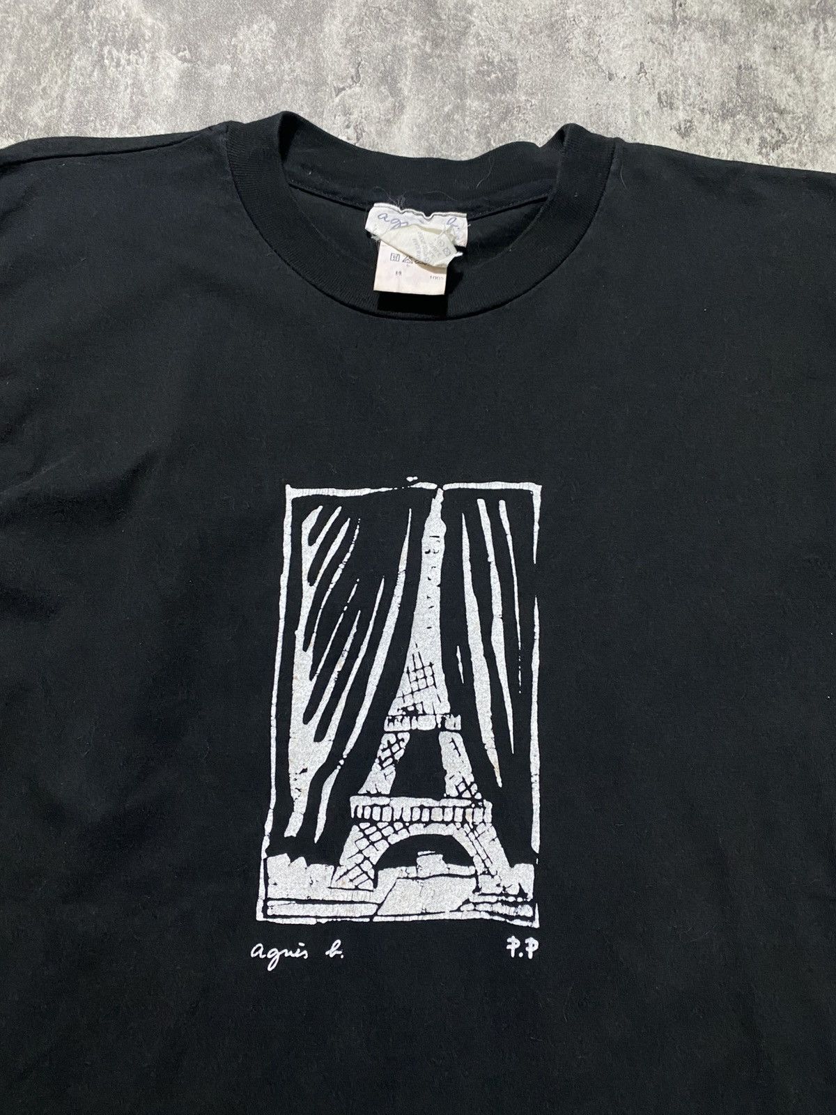 Designer × Vintage × agnes b. Vintage Agnes B Eiffel Tower Designer Tshirt Size US M / EU 48-50 / 2 - 2 Thumbnail