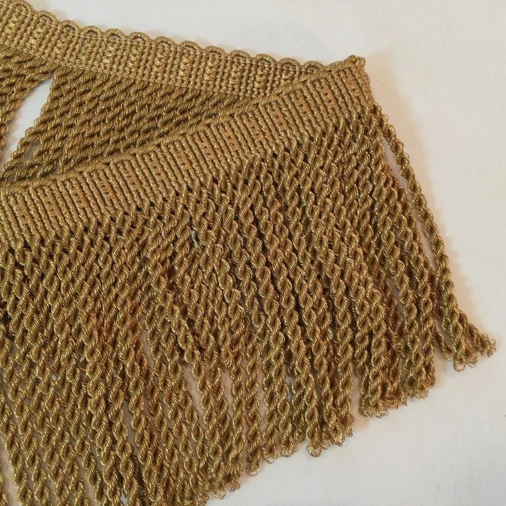 Designer Wide Gold Metallic Bullion Fringe - 2 Yards Size ONE SIZE - 4 Thumbnail