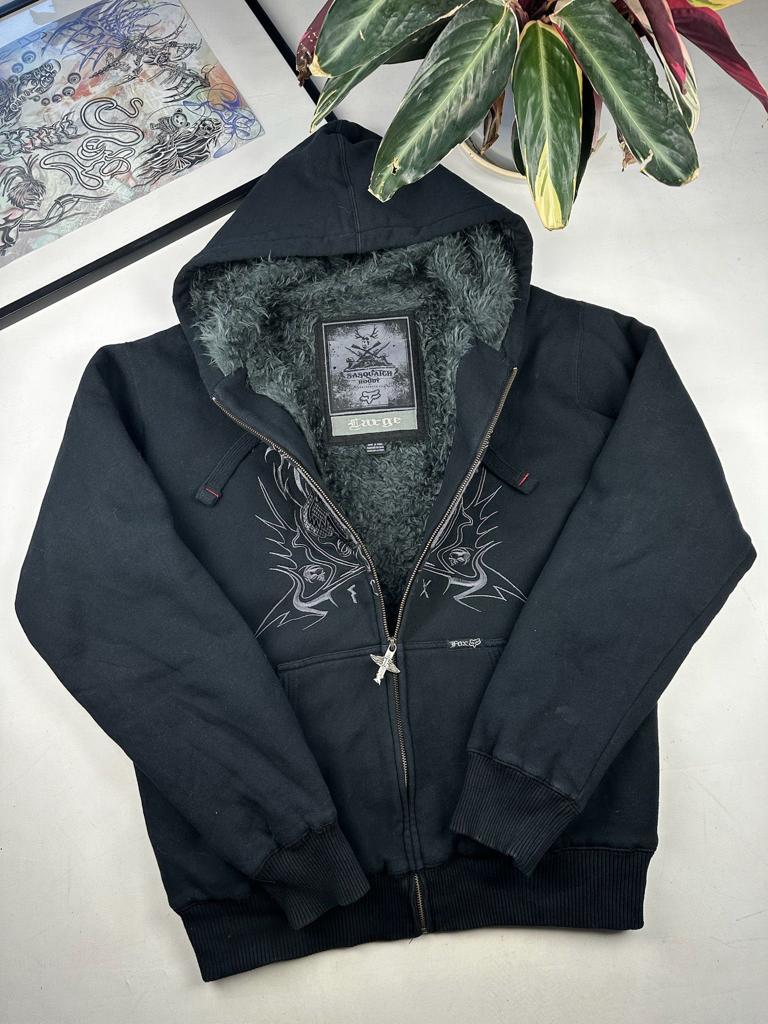 Affliction × Fox Racing 🔥Crazy Y2K Fox Racing x Monster Faux Fur