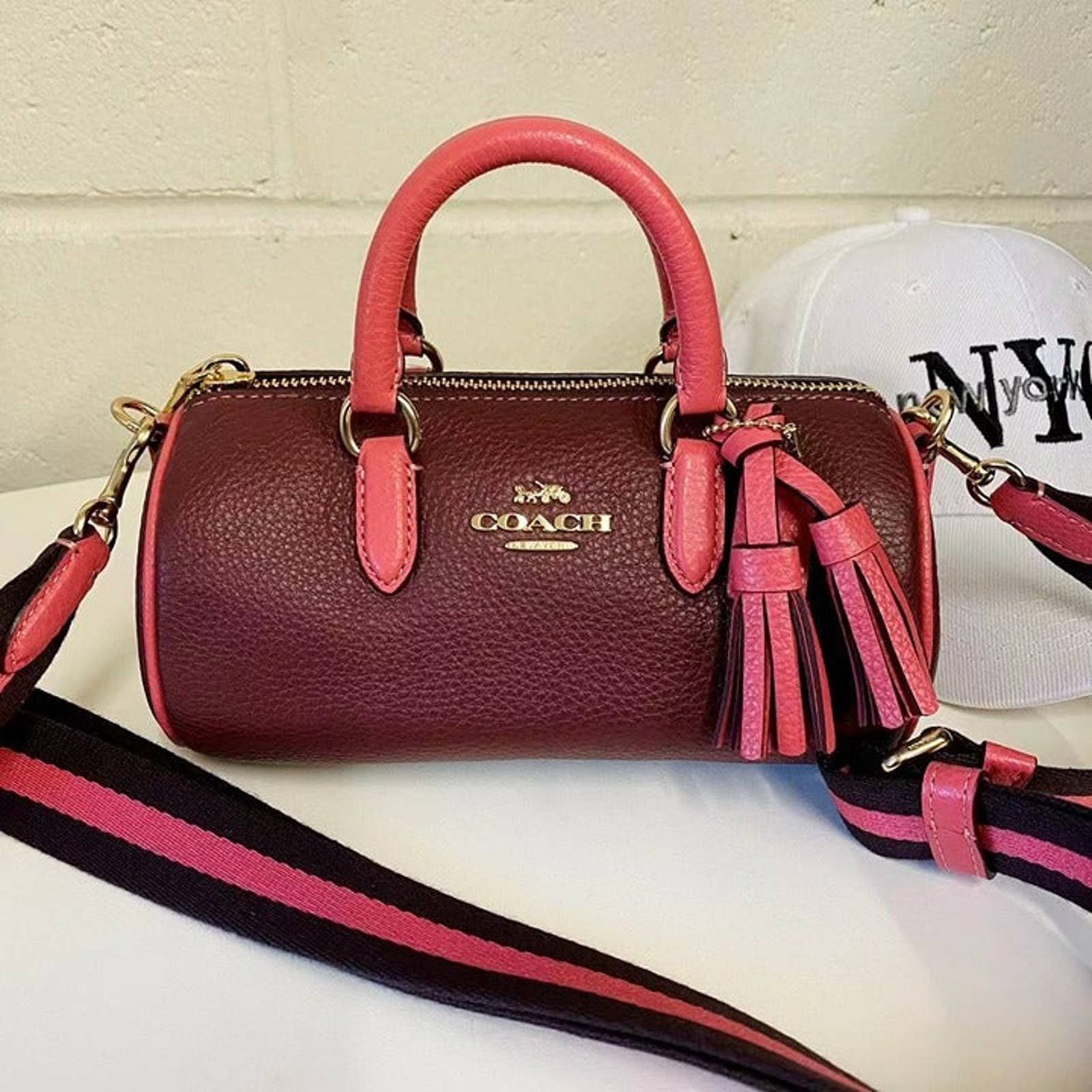 image of Coach Cb876 Lacey Crossbody In Wine Multi in Pink, Women's