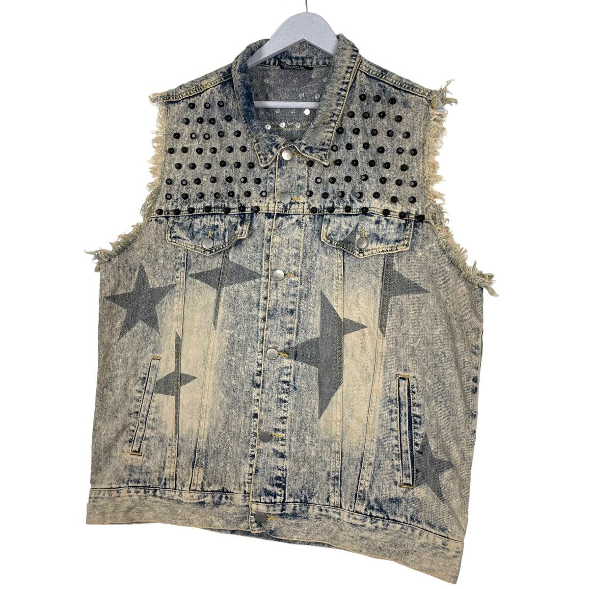 Japanese Brand 💥JAPAN GLAD NEWS DENIM STUD SLEEVELESS JACKET Size US L / EU 52-54 / 3 - 2 Thumbnail