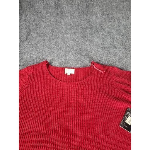 Bohemia Design Debbie Red Pullover Rib Sweater Sz L Elbow