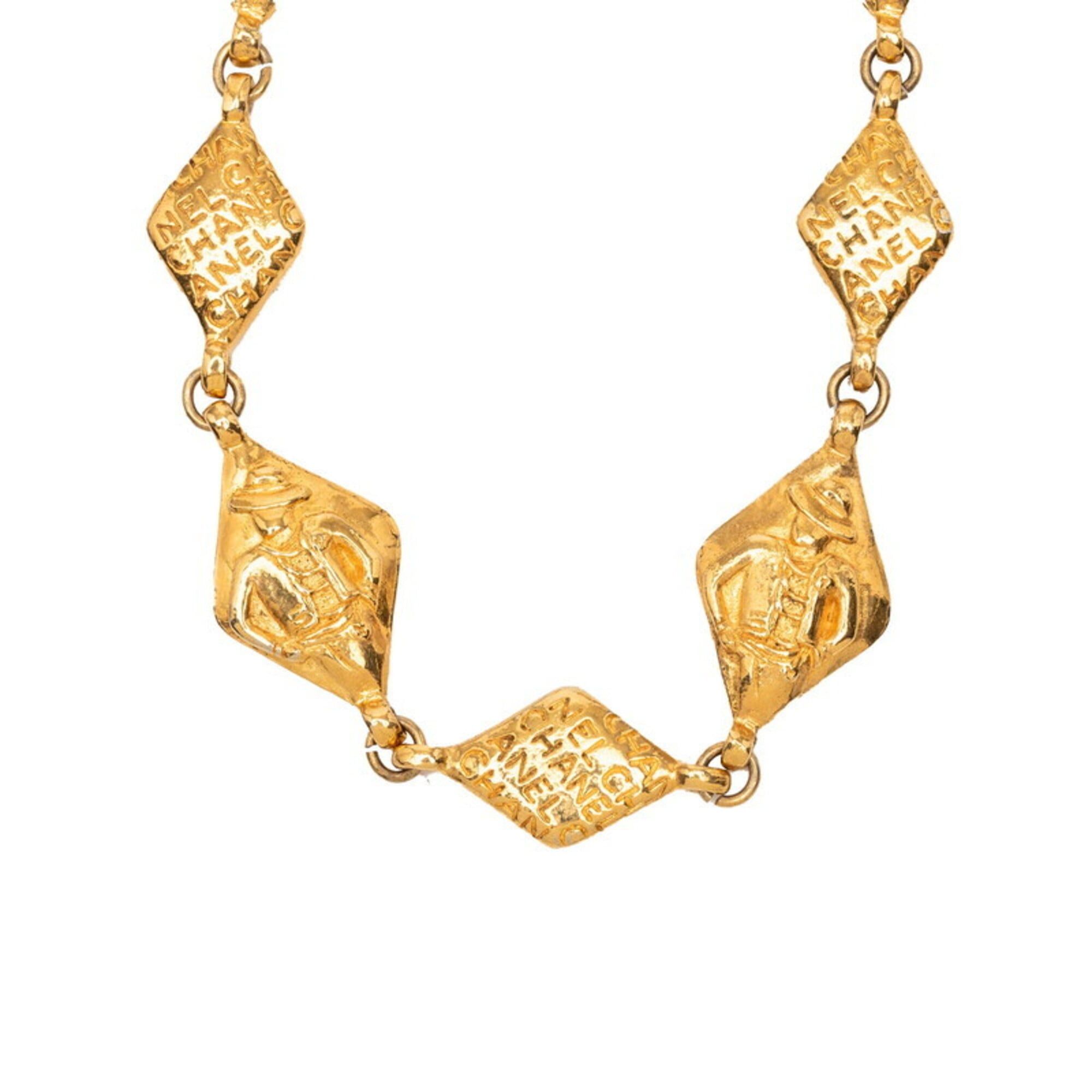 Chanel Chanel Mademoiselle Matelassé Diamond-Shaped Necklace, Gold Plated, Women's. Size ONE SIZE - 1 Thumbnail