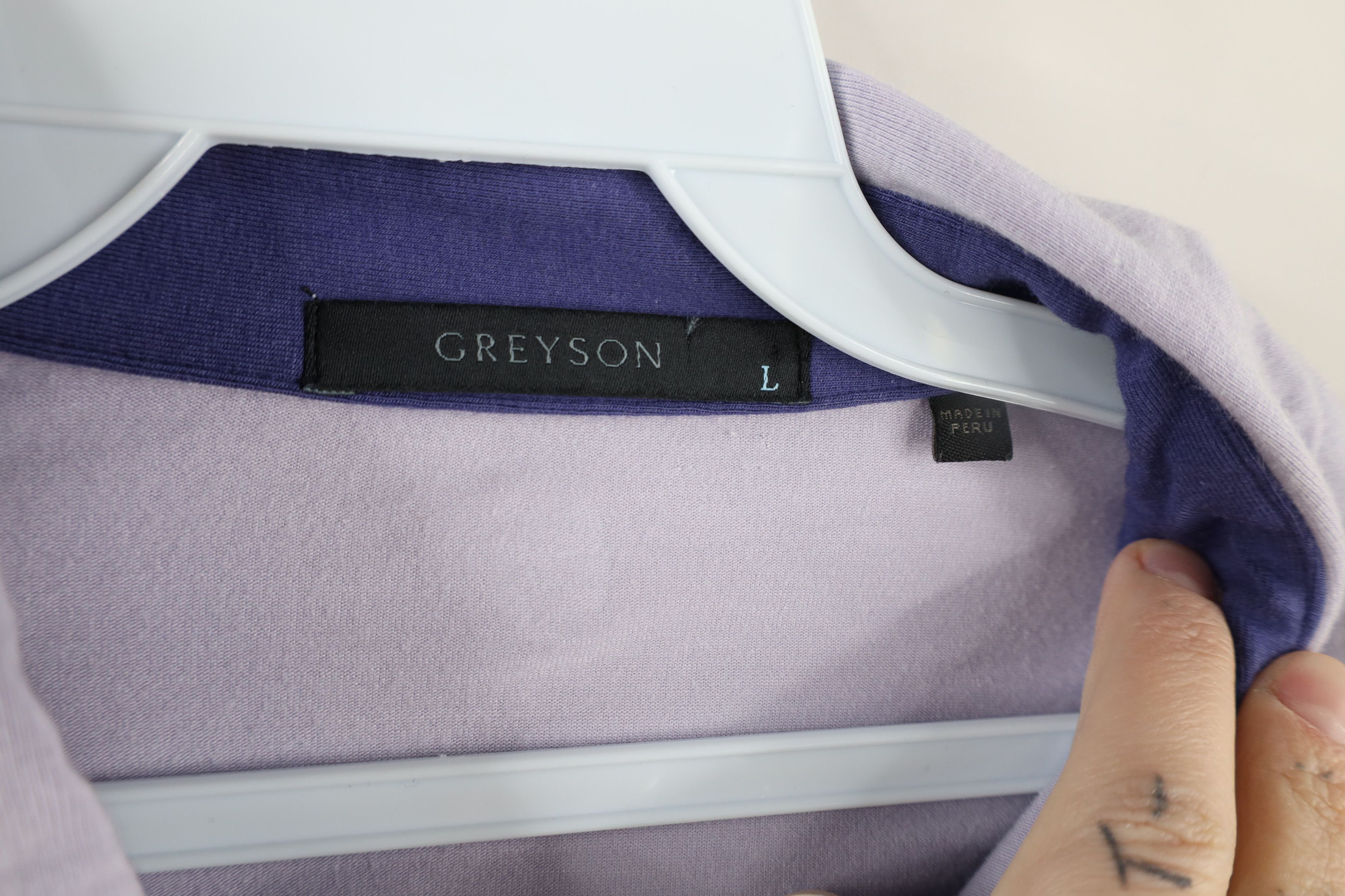 Vintage Greyson Clothiers Long Sleeve Collared Polo Shirt Purple Size US L / EU 52-54 / 3 - 5 Thumbnail
