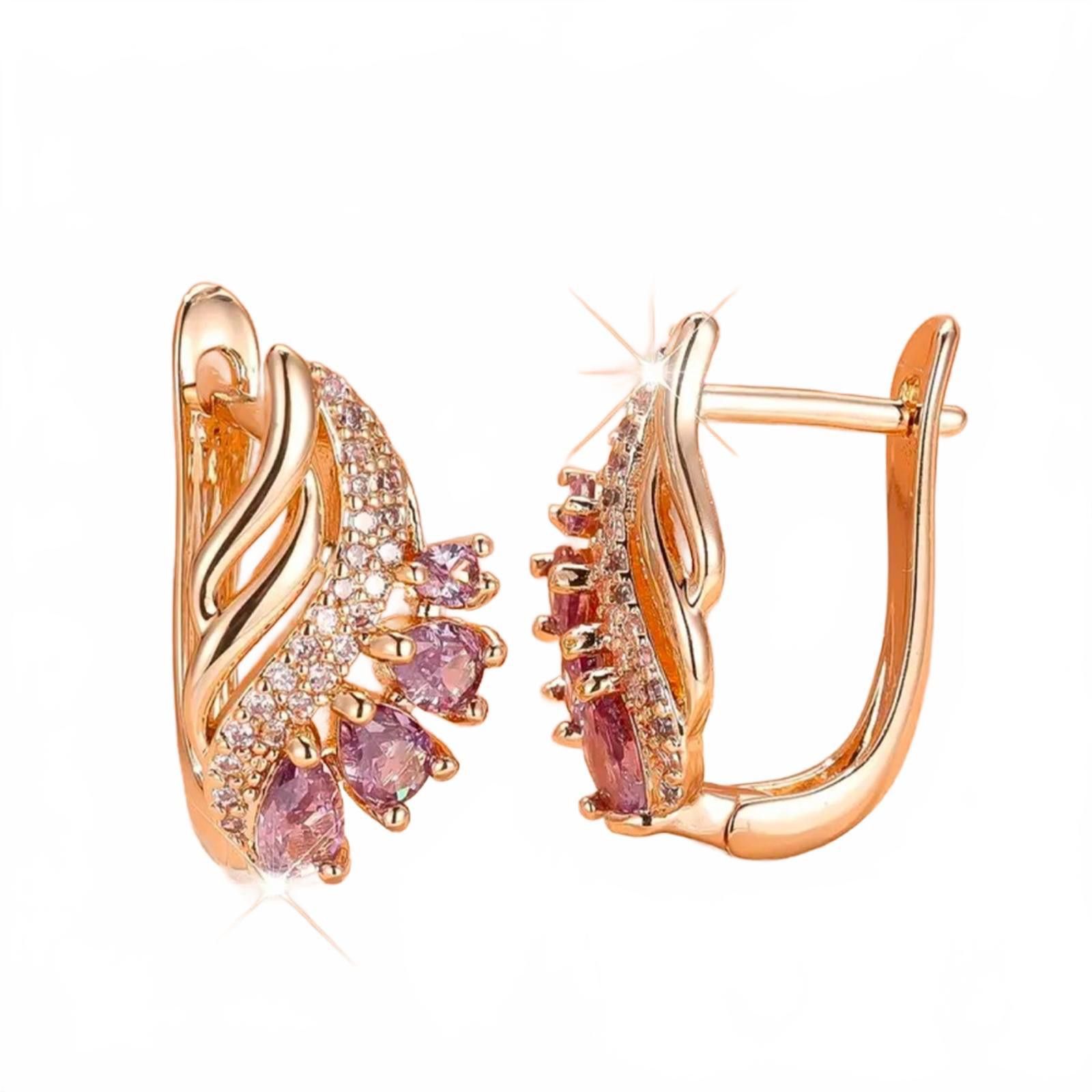 Designer Gold Finish Purple Water Drop Zircon Earrings Lever Back Size ONE SIZE - 3 Thumbnail