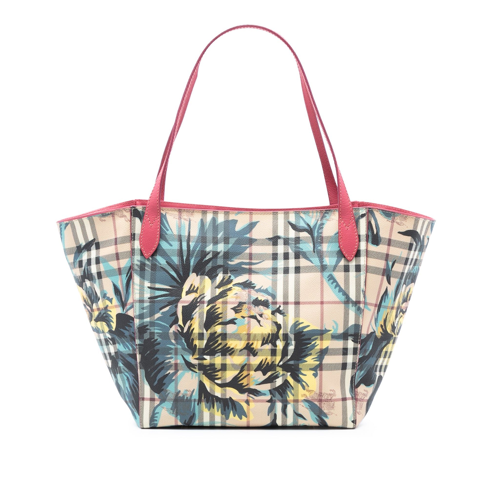 Burberry Small Haymarket Check Floral Print Coated Canvas Canterbury Tote Size ONE SIZE - 1 Thumbnail