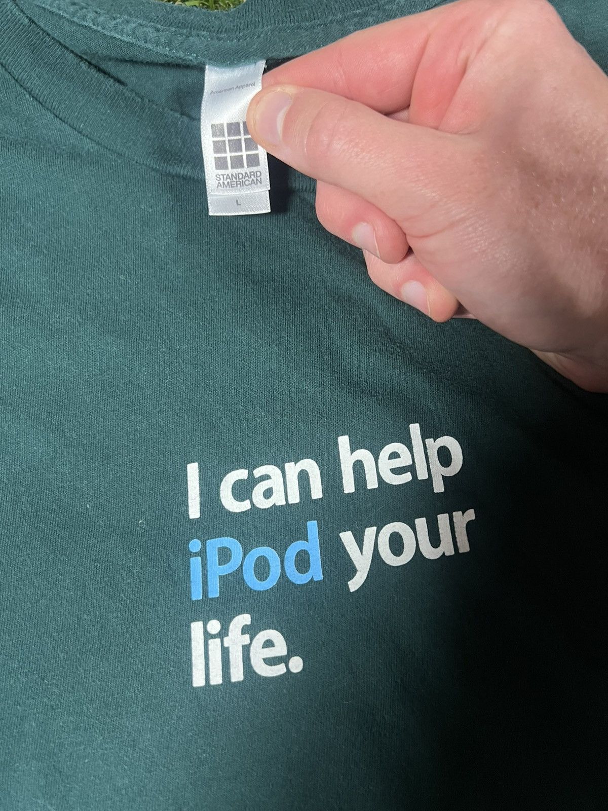 Apple Vintage Y2k Teal Apple iPod Promo Tech Fun Music Retro Tee Size US L / EU 52-54 / 3 - 3 Thumbnail