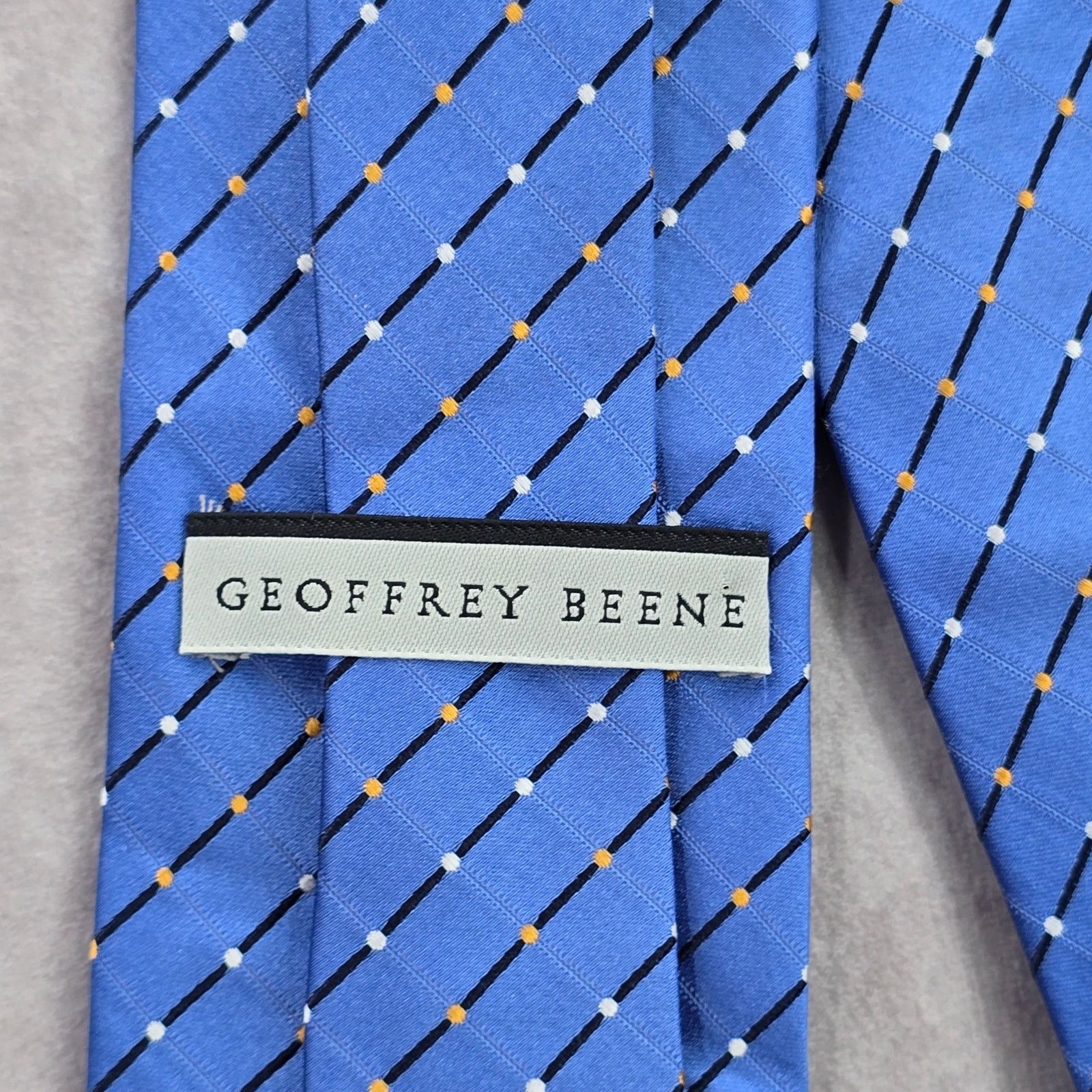 Geoffrey Beene Geoffrey Beene Blue Plaid Stripe Polka Dot Silk Neck Tie Men Size 30 - 4 Thumbnail