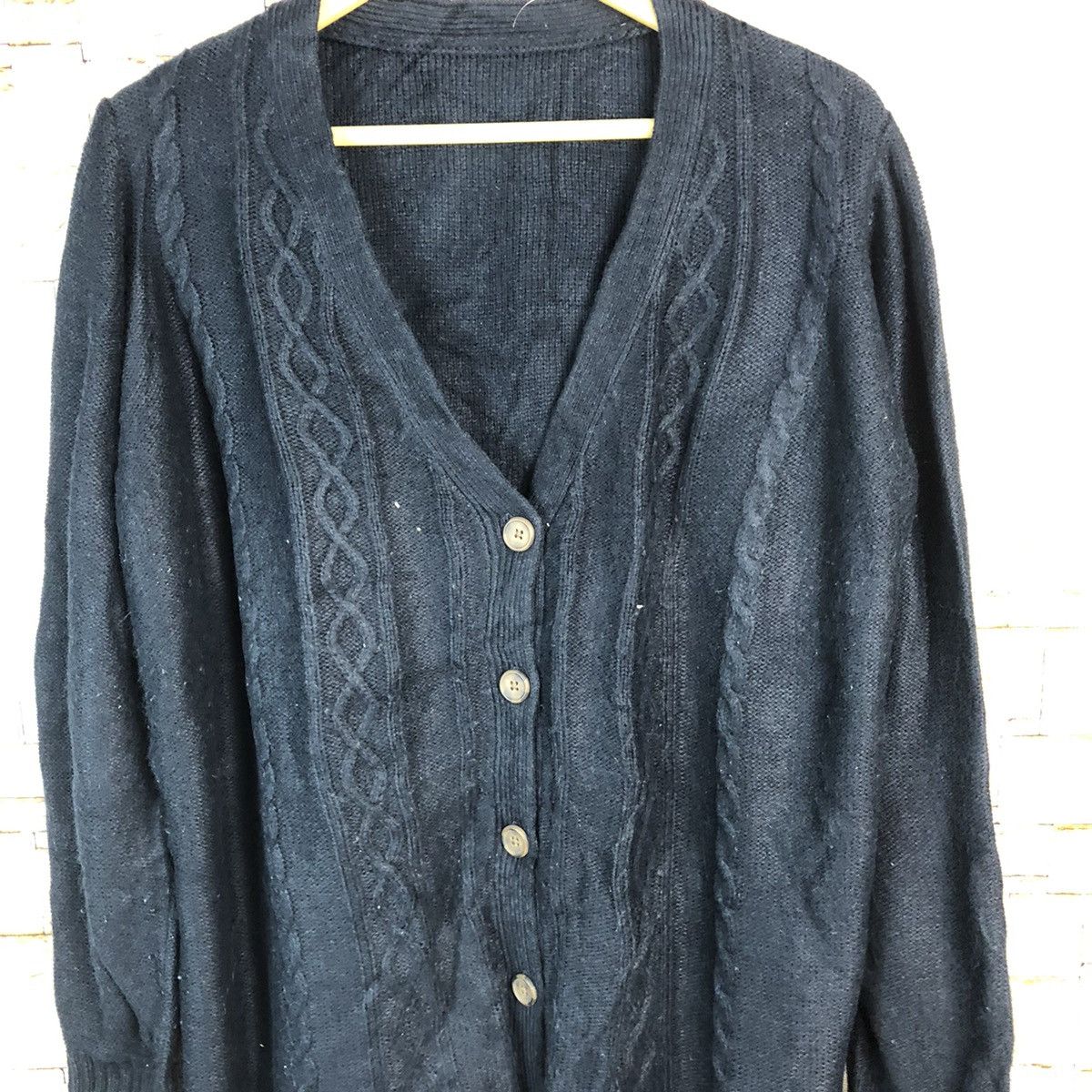 Vintage Japanese Brand Dark Blue Cardigan Knitwear #A684 Size US XL / EU 56 / 4 - 5 Thumbnail