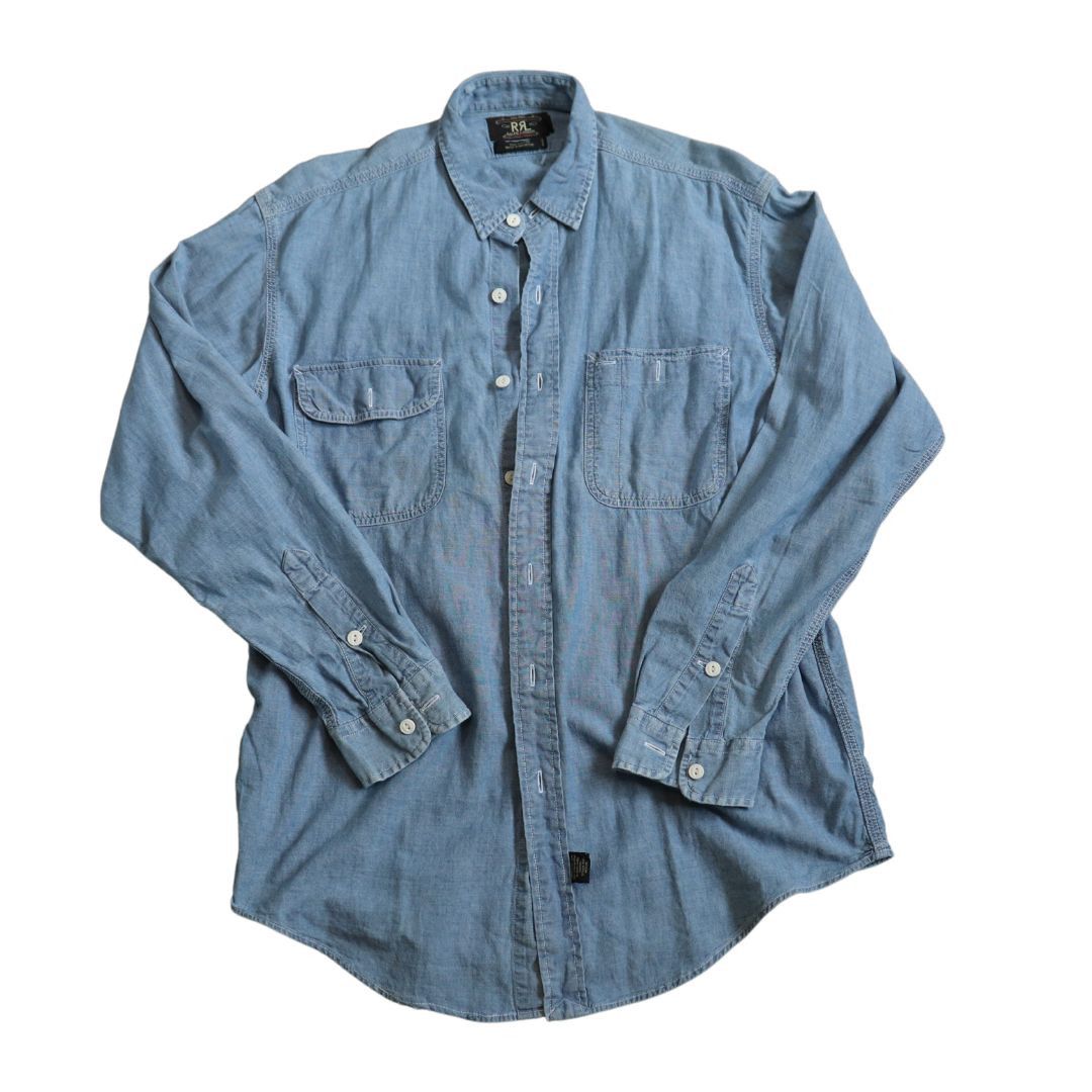 image of Polo Ralph Laurent Double Rl Denim Button Up (M), Men's (Size Medium)