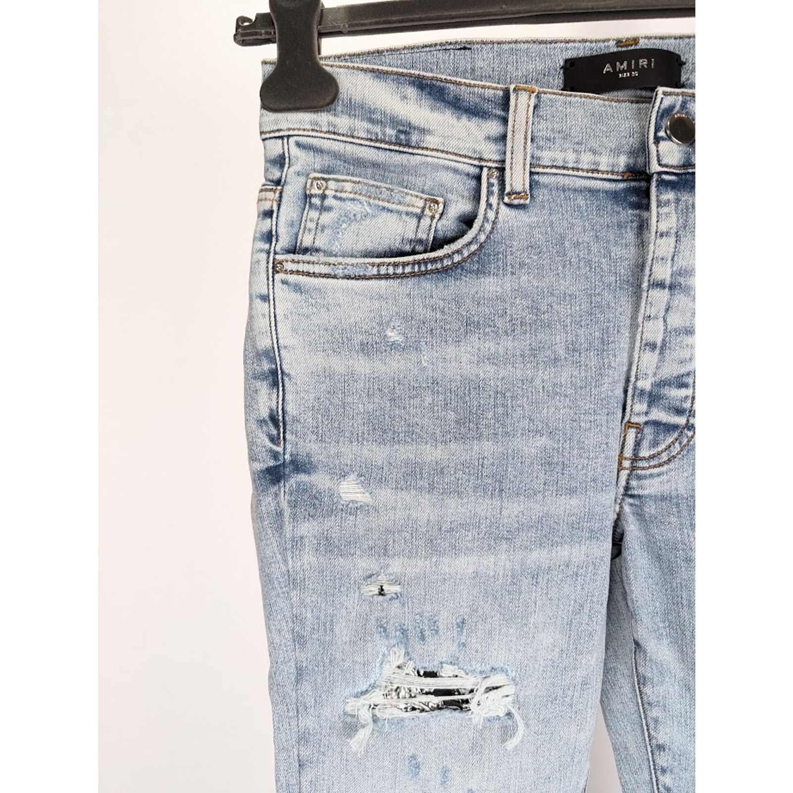 Amiri o1rshd1 Pajama Art Patch Jeans in Light Blue Size US 32 / EU 48 - 10 Thumbnail