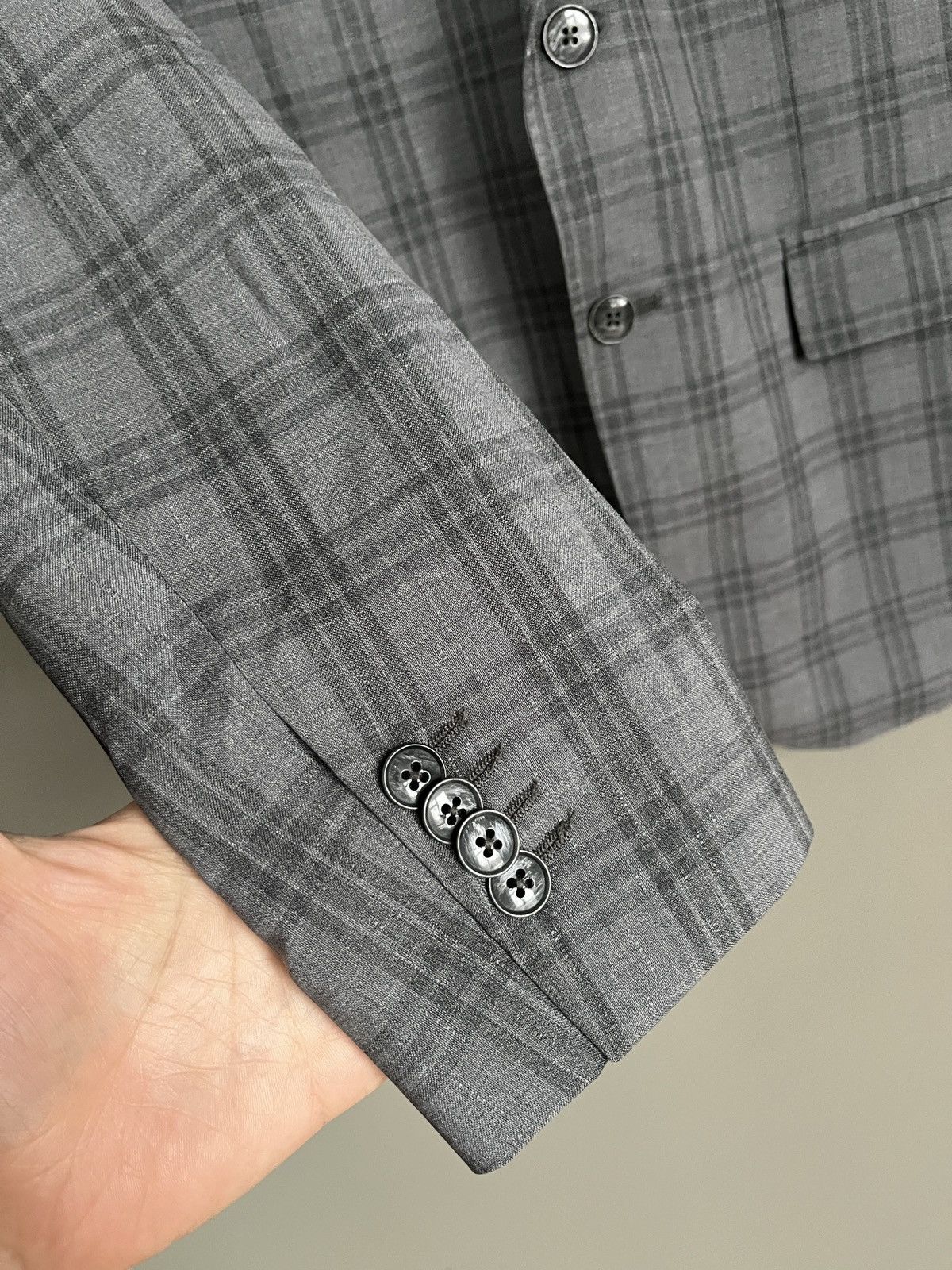 L.B.M. 1911 L.B.M 1911 Gray Check Plaid Wool Blazer Size 50R - 5 Thumbnail