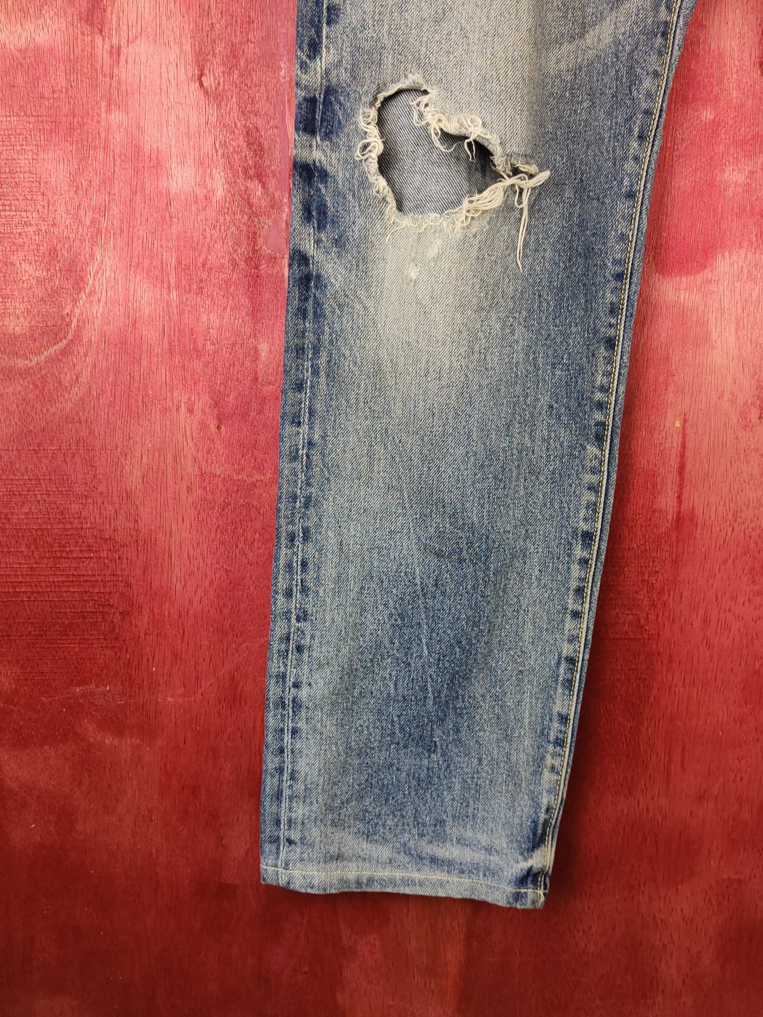 GU GU Blue Faded Distressed Ripped Jeans #S2245 Size US 34 / EU 50 - 4 Thumbnail