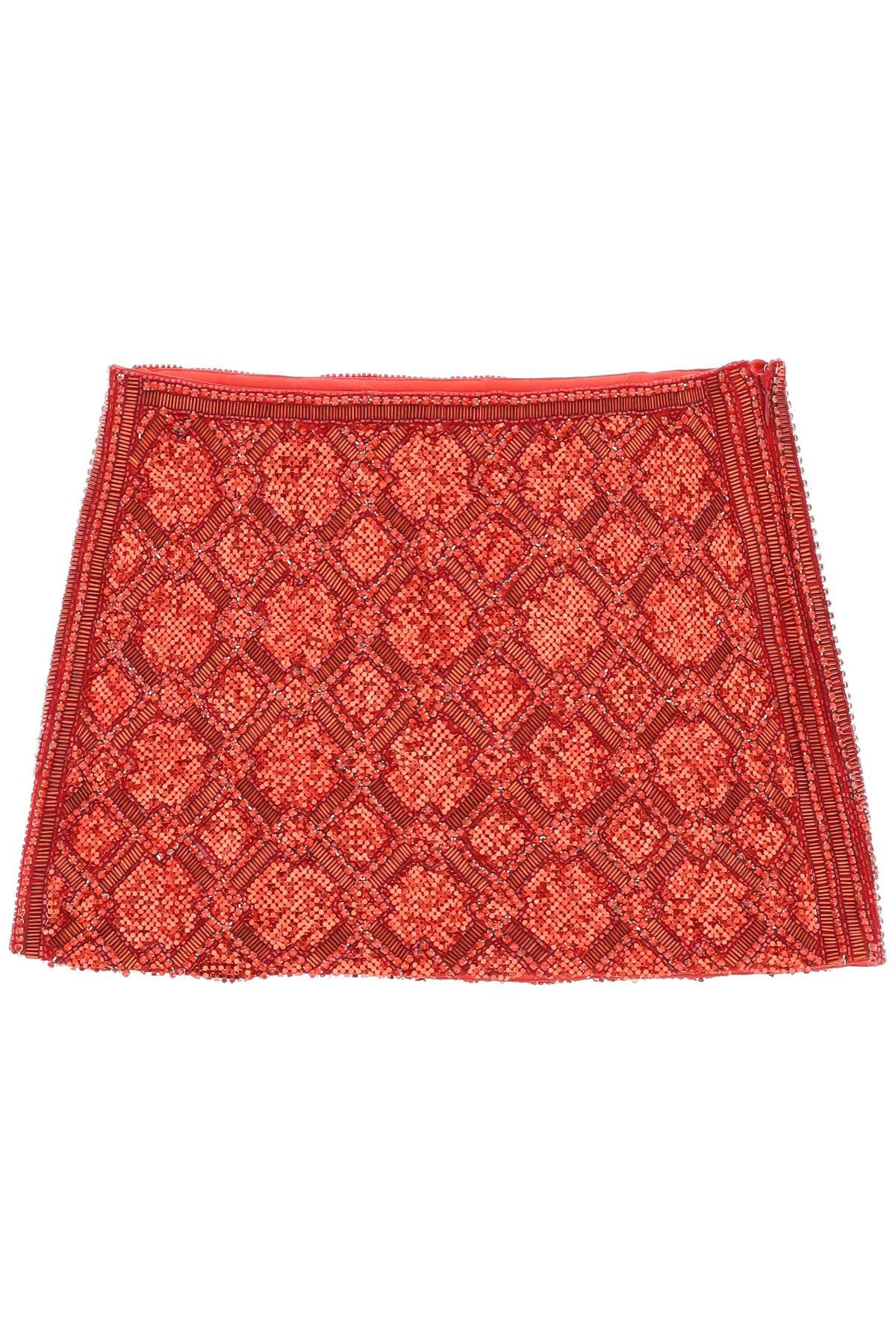 image of Retrofete Embroidered Mini Skirt in Rosso, Women's (Size 26)