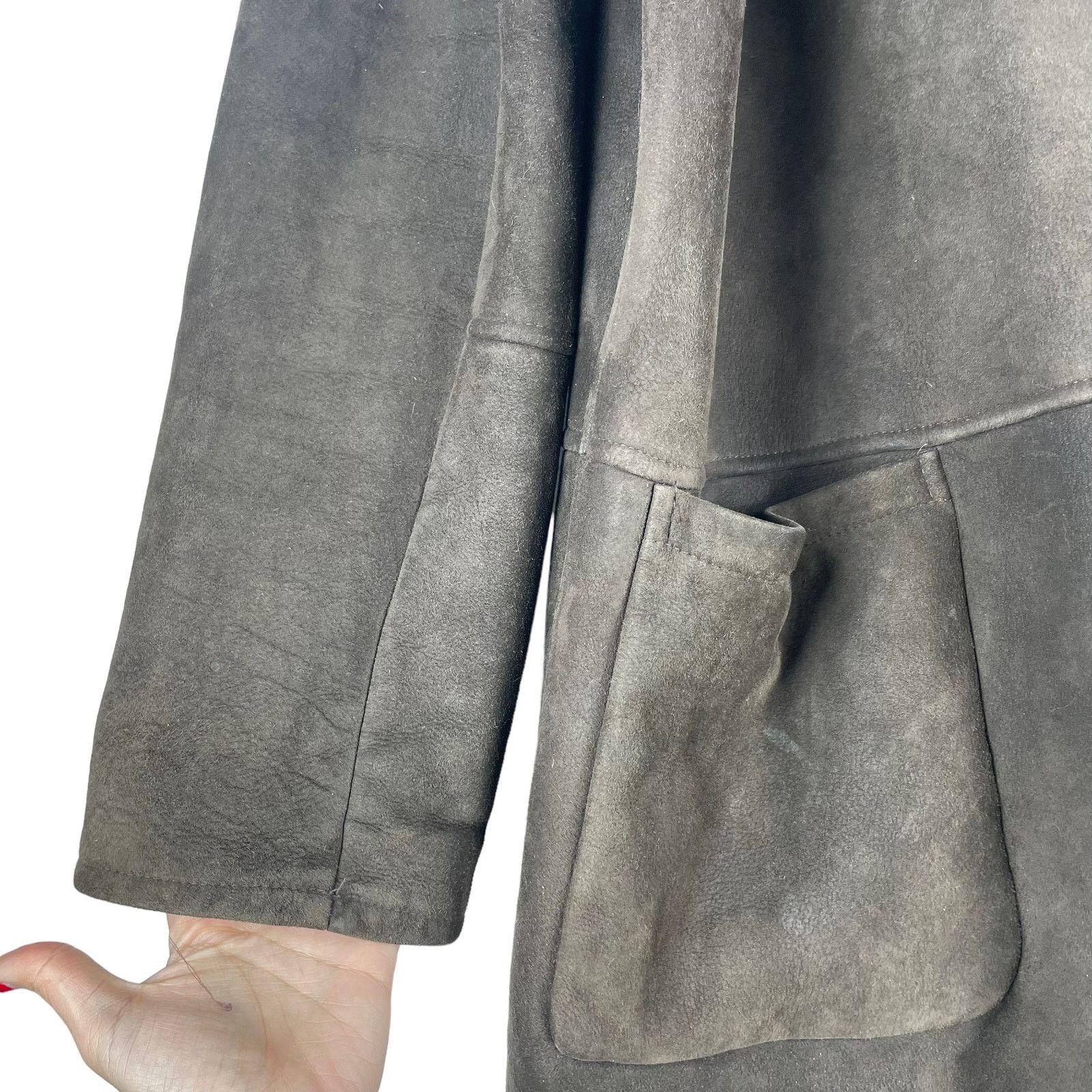 Other Men's Genuine Suede Shearling Long Coat Jacket Brown 3X Size US XXL / EU 58 / 5 - 6 Thumbnail