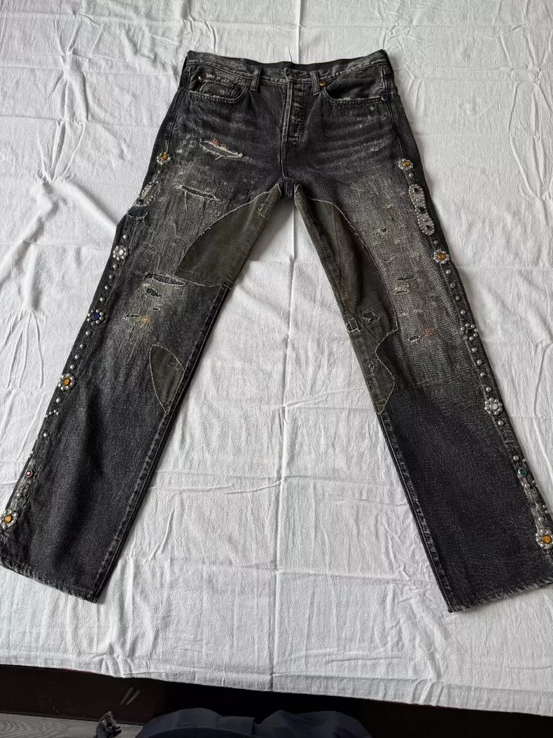 KAPITAL GEMSTONE BLACK DENIM PANTS - 32 Kapital Kapital The first