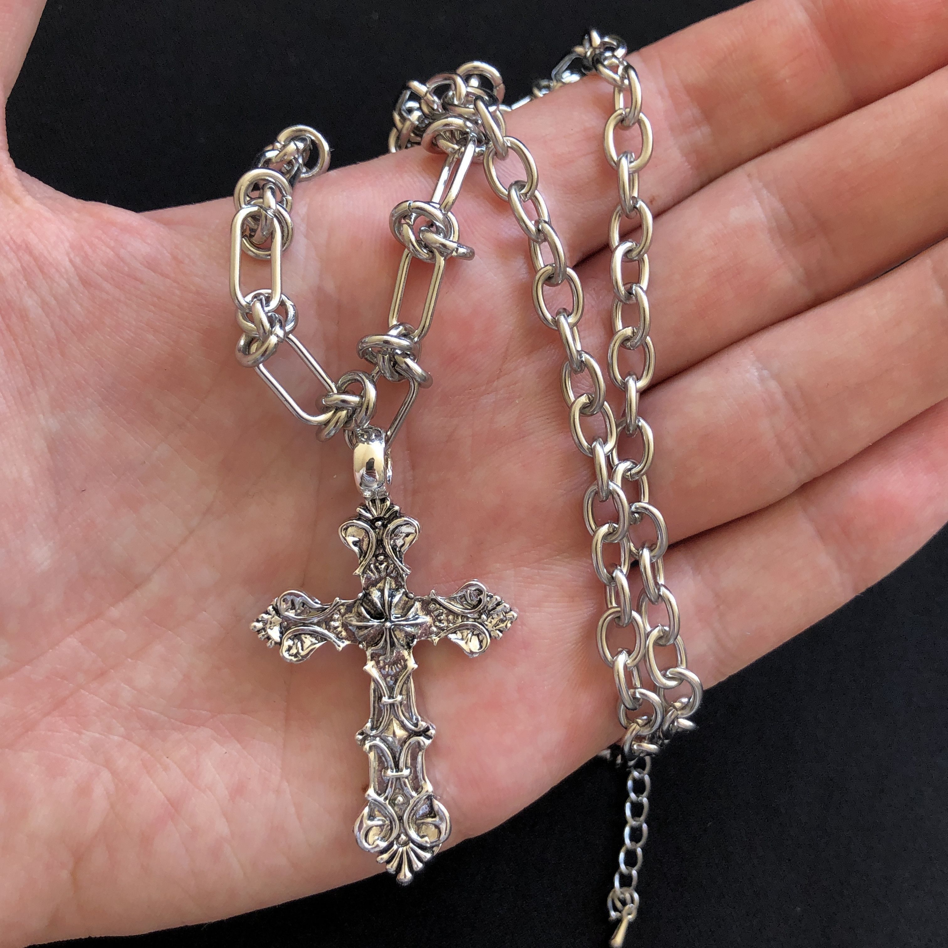 Jewelry Cross Linked Chain Punk Gothic Necklace Size ONE SIZE - 6 Thumbnail